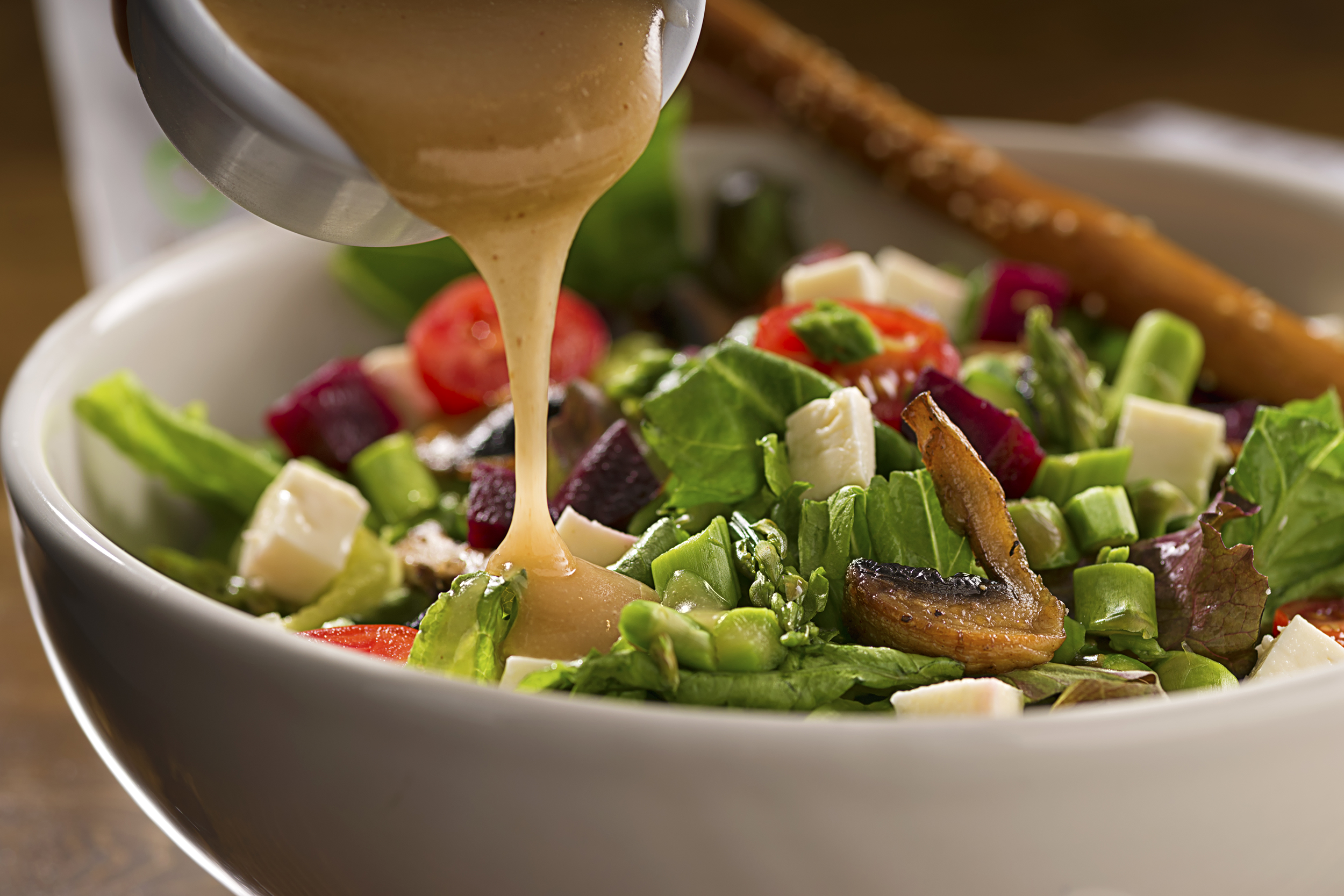 Dressing a salad