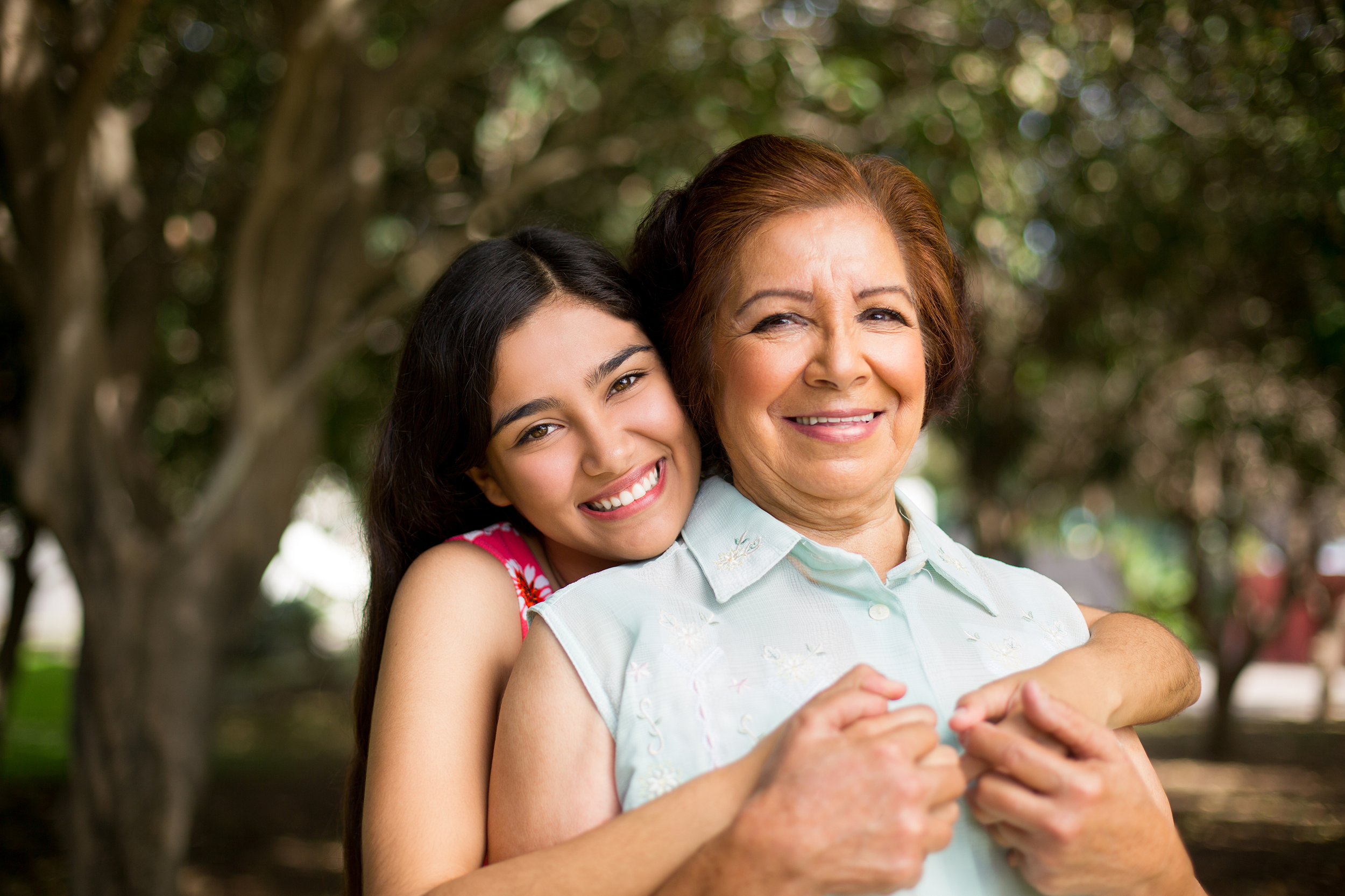 Young woman hugging her mother