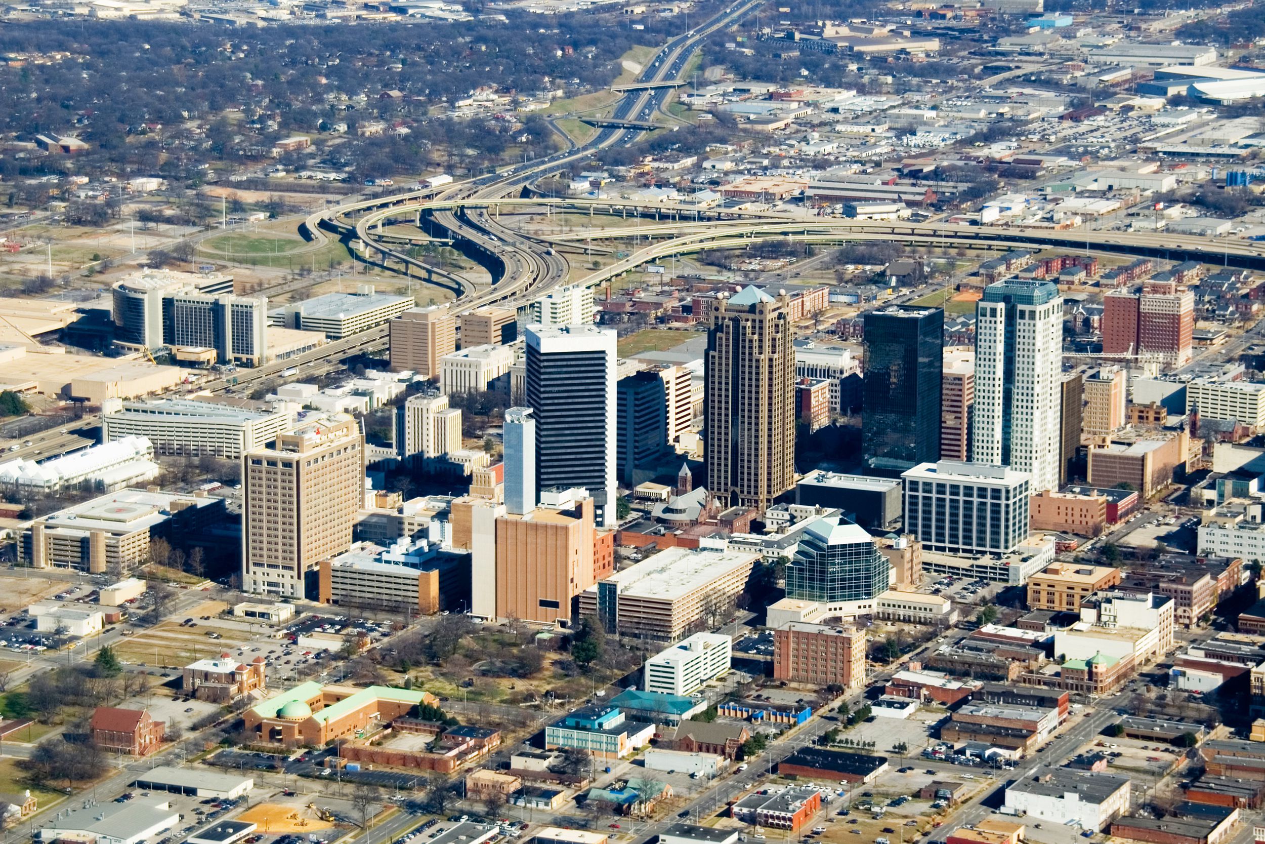 aerial view of birmingham, alabama