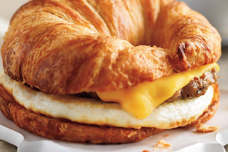 Frozen Coffee and a Croissant Breakfast Sandwich, Dunkin' Donuts
