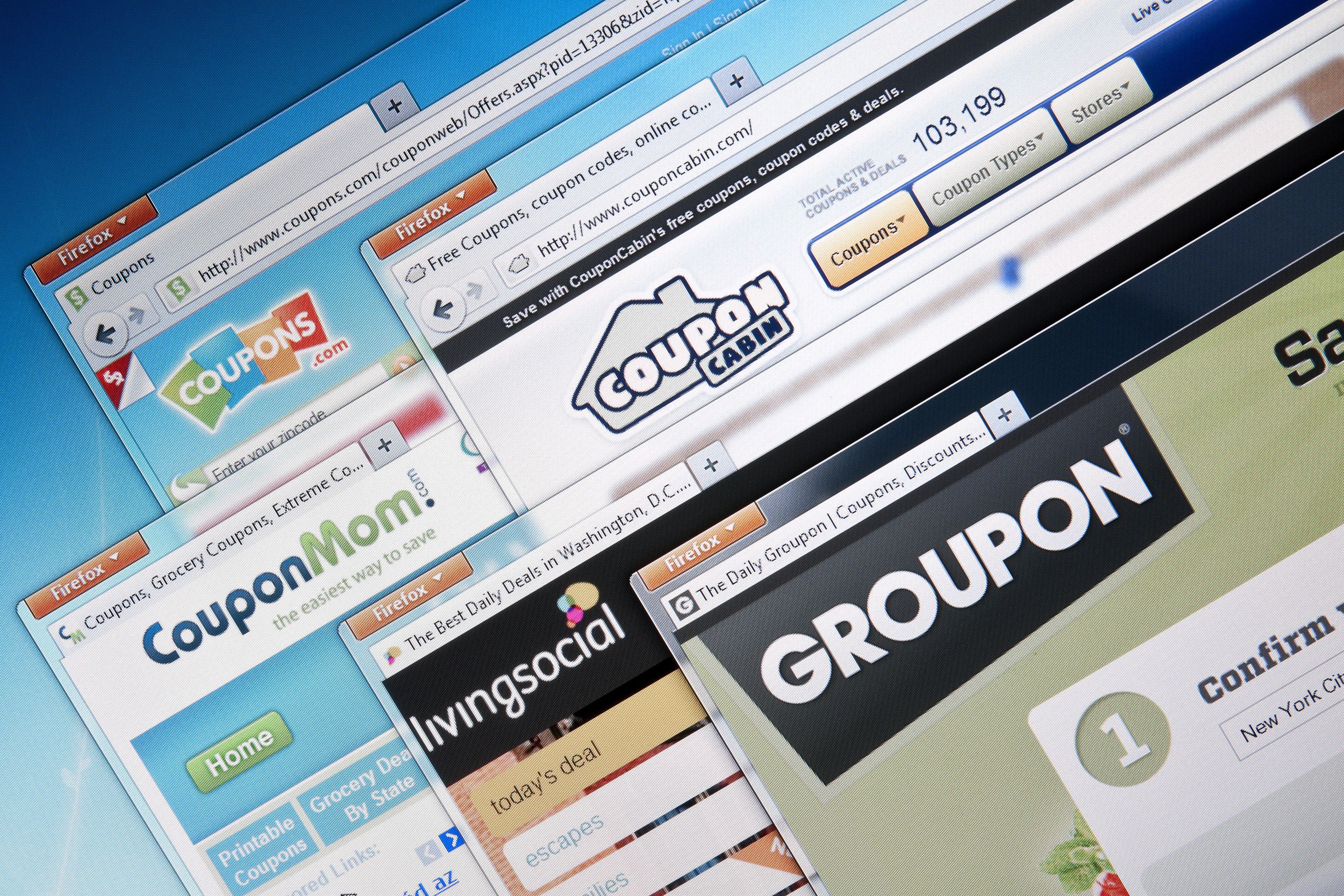 Selection of deal websites' homepages