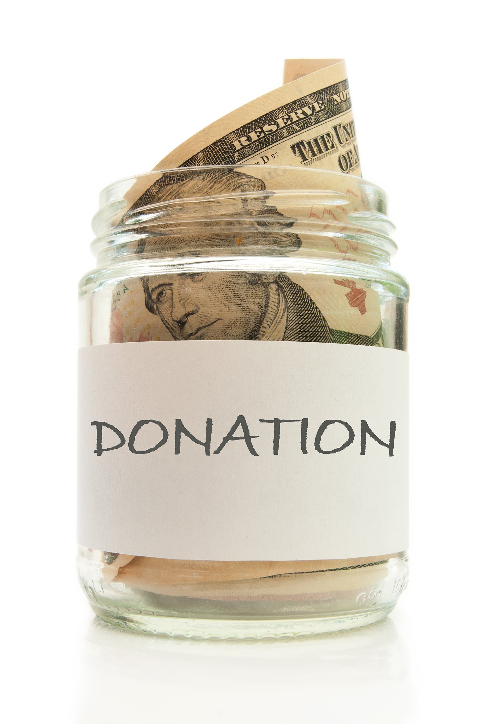 donation jar with money