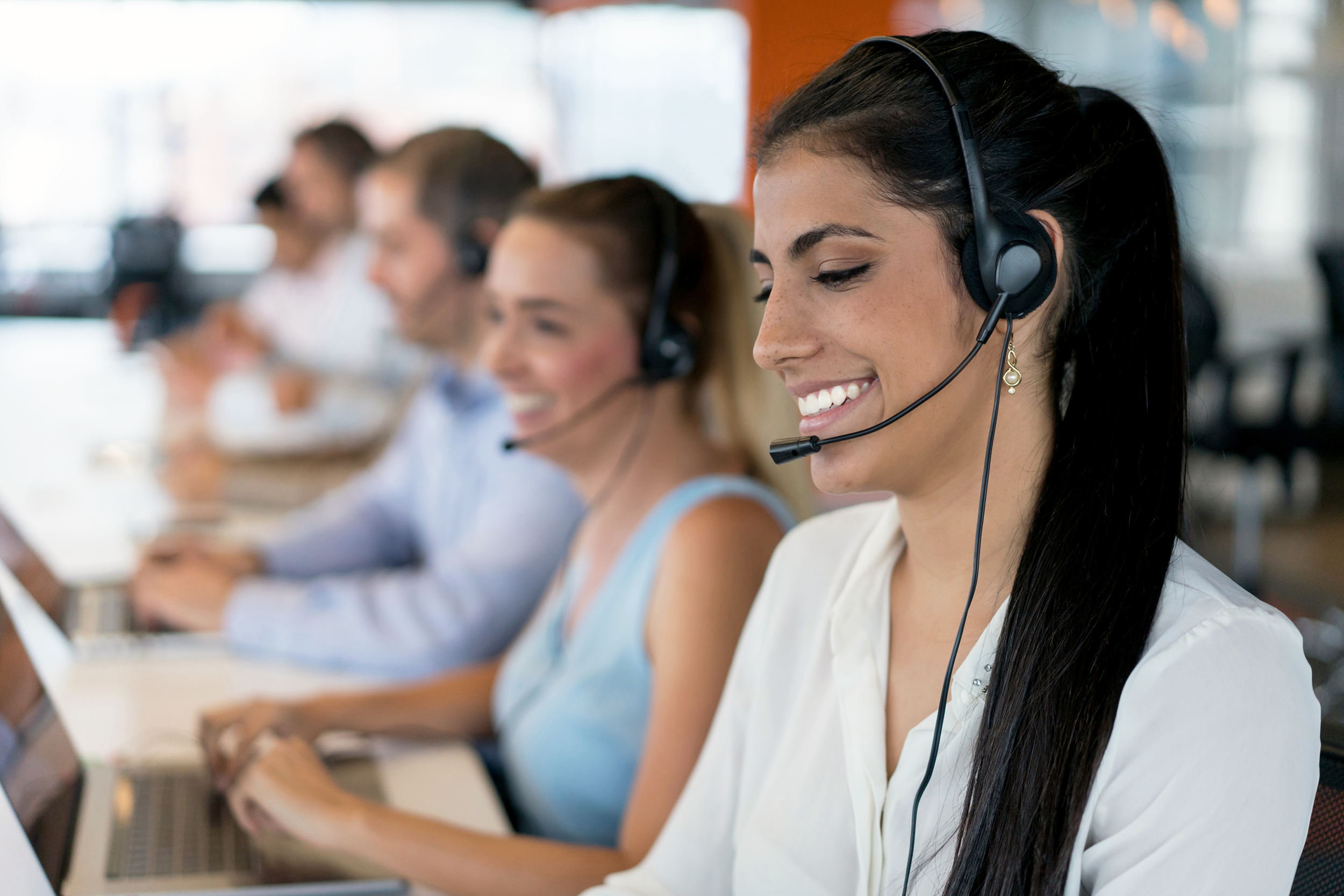 Happy customer service agents