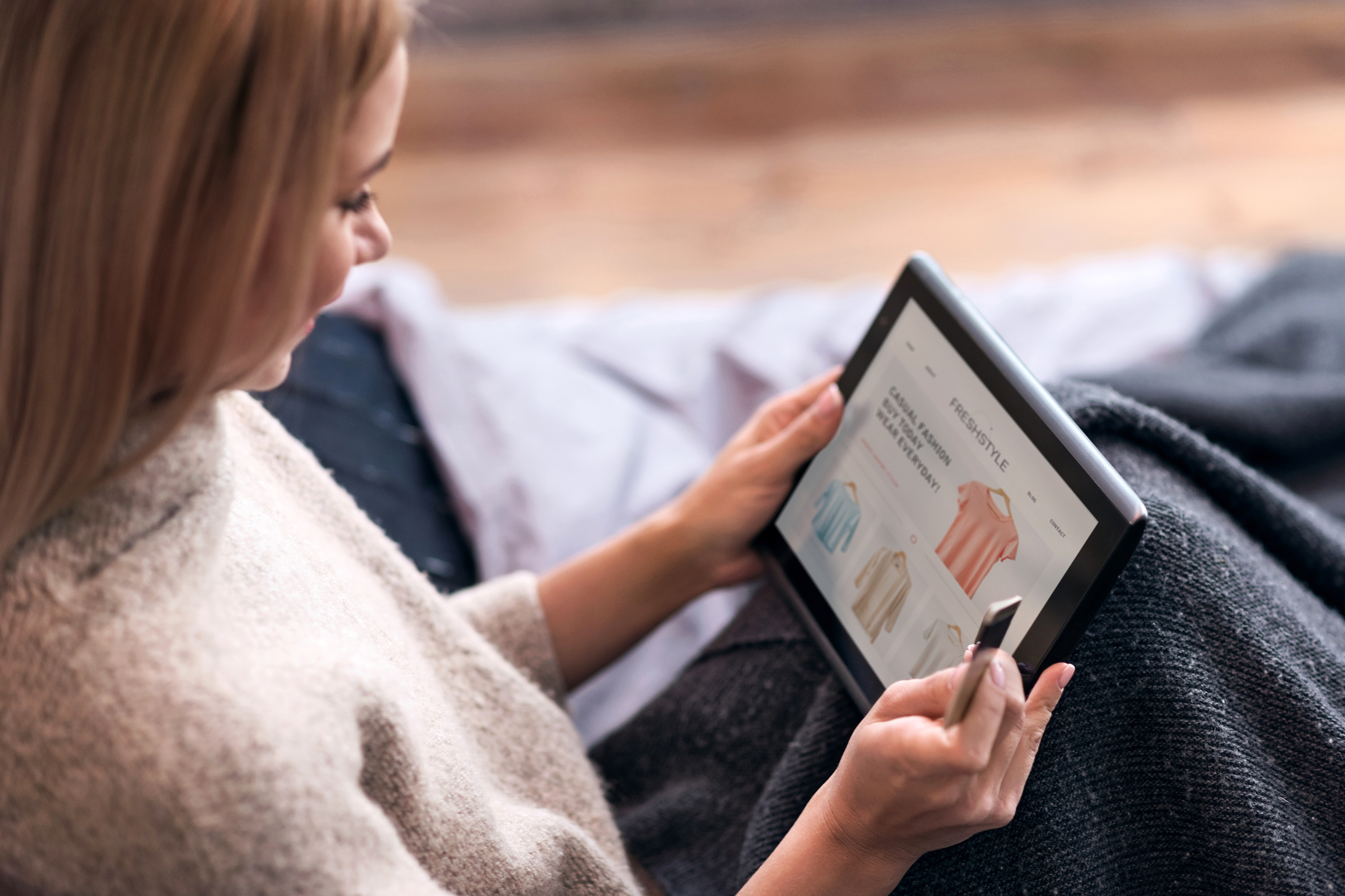 Woman shopping online