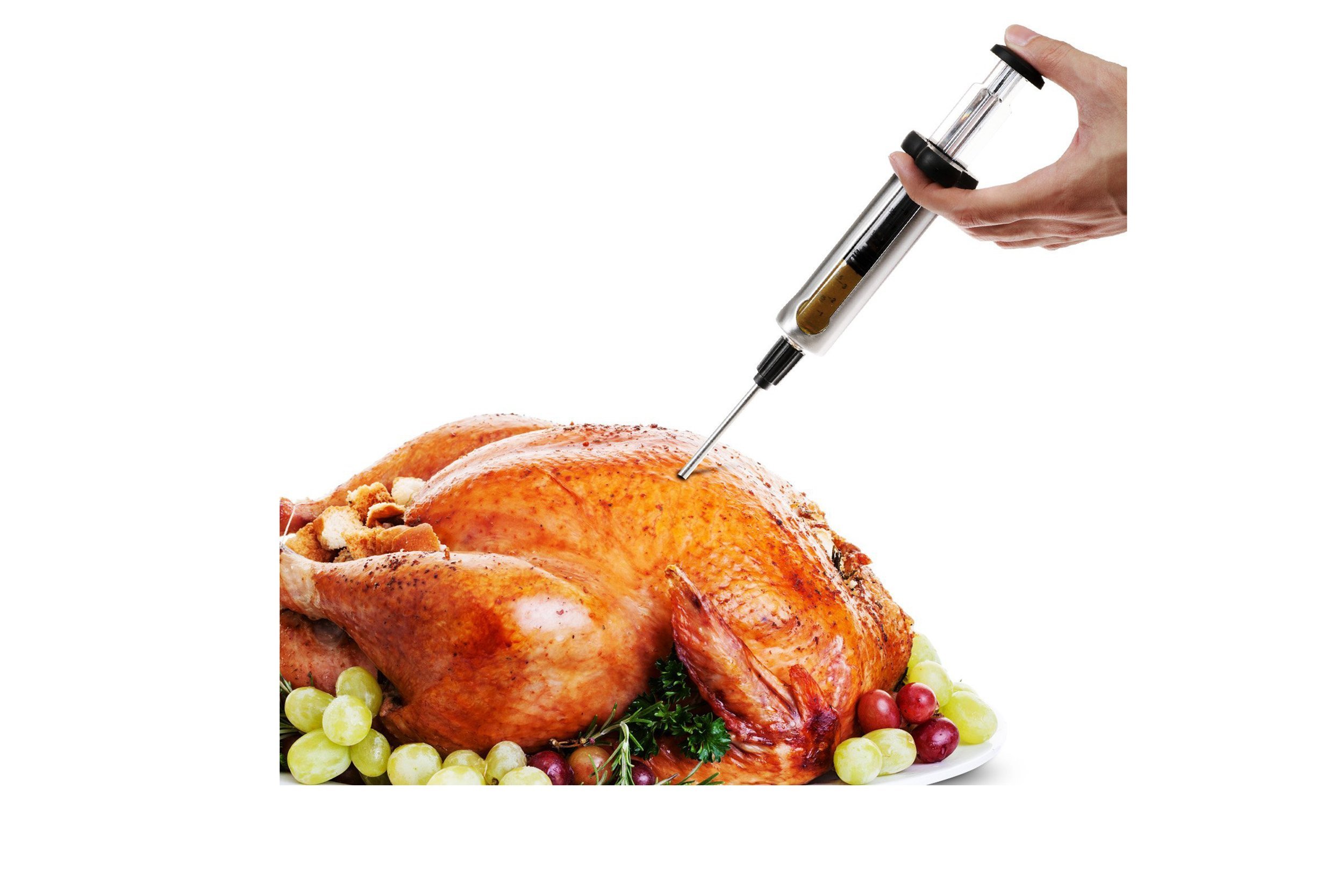 Turkey being injected with flavor