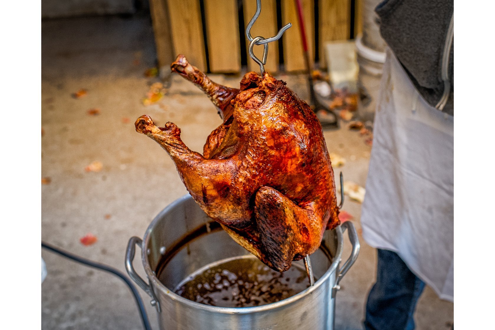 Deep-frying a turkey