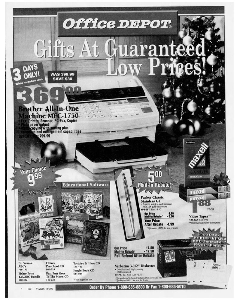 1996 — $430 Off a Brother MFC-1750 Printer At Office Depot