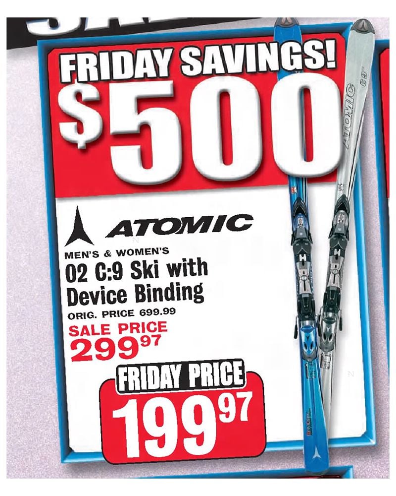 2003 — Save $500 on Atomic Skis At Sport Chalet 2003