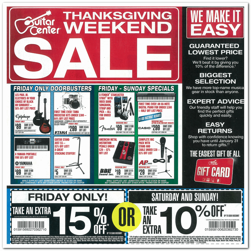 2009 — More Than $500 Off Drums At Guitar Center