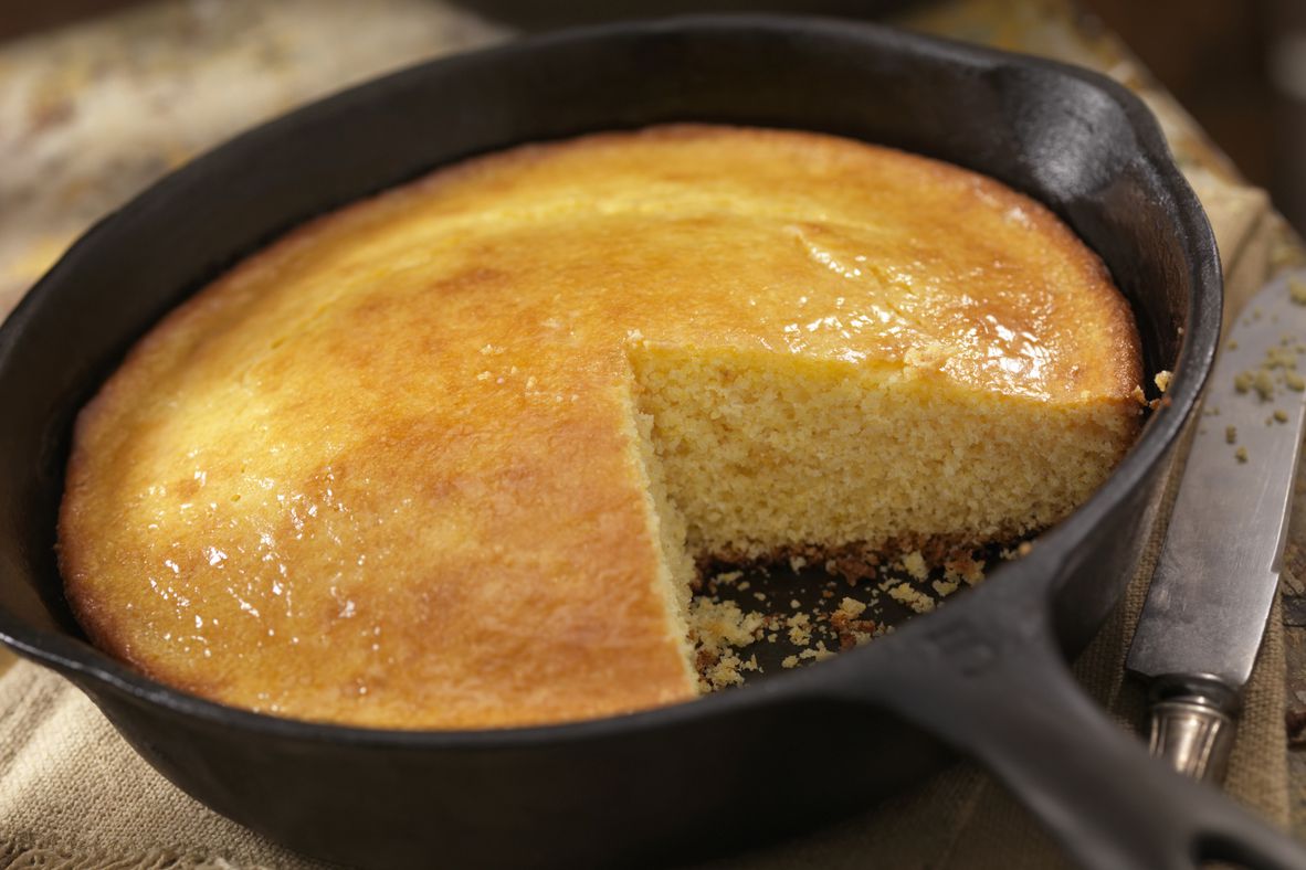 cornbread in cast iron skillet