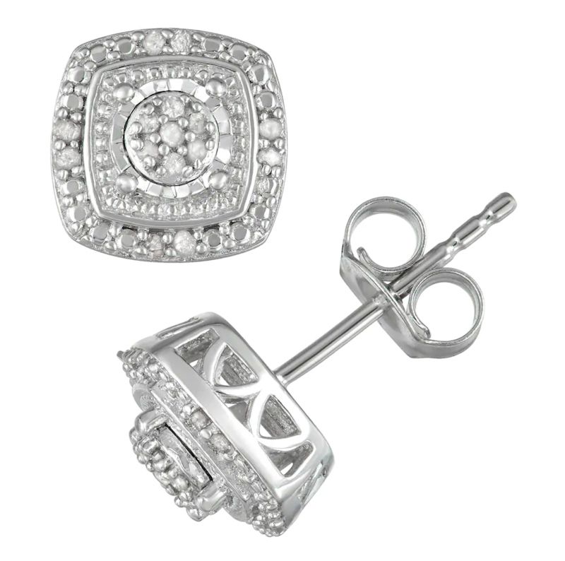 Sterling Silver 1/10 Carat T.W. Diamond Tiered Stud Earrings