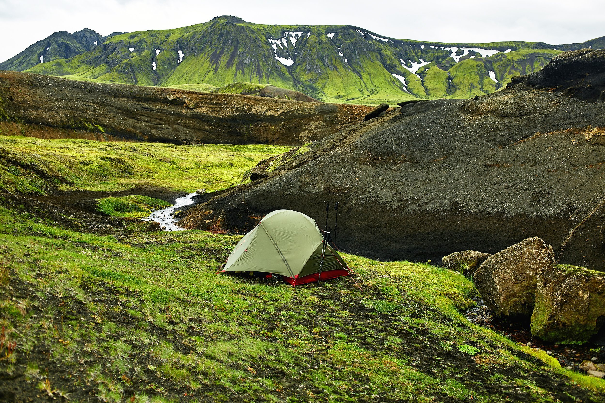 tent in the national park Landmannalaugar, Iceland