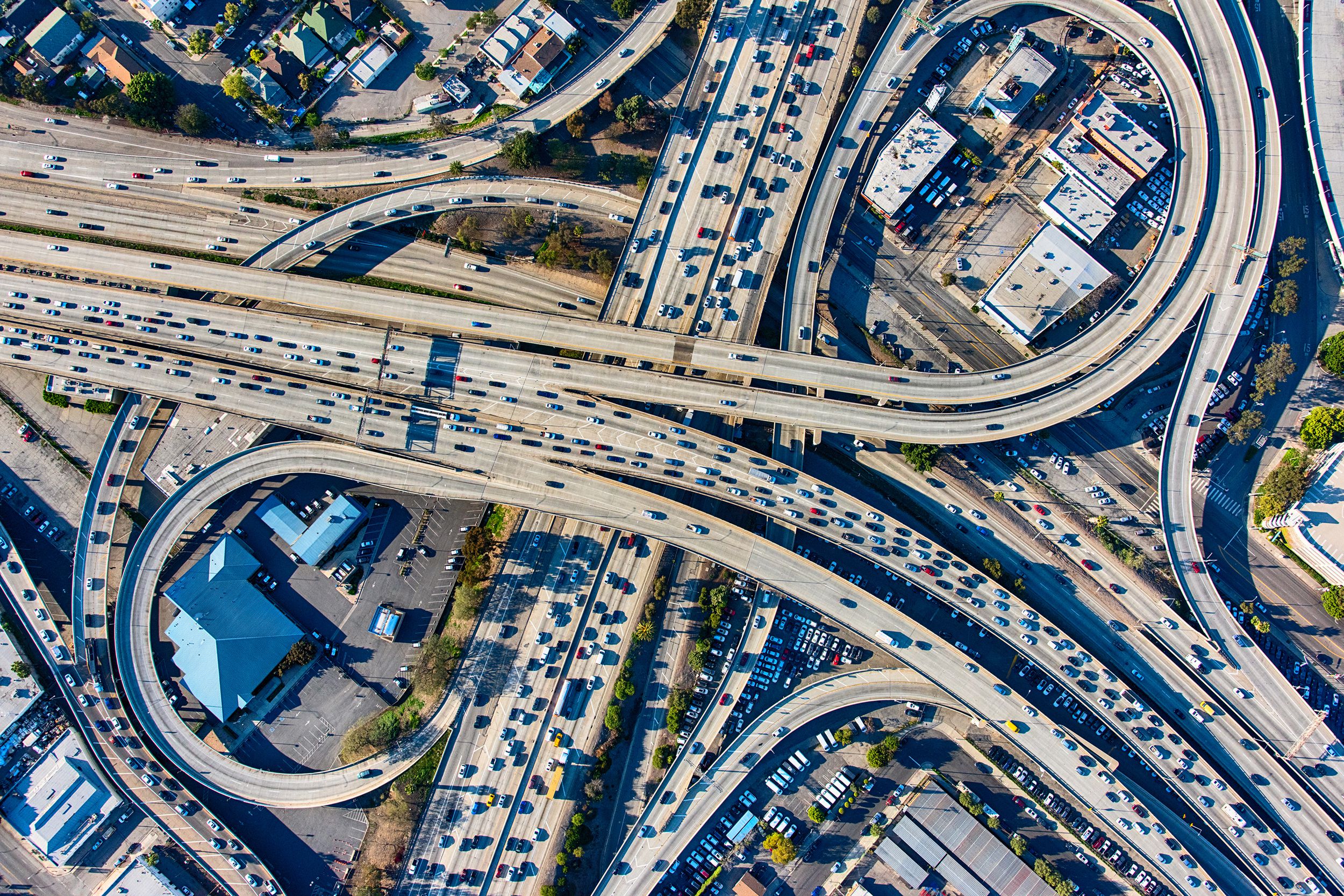 aerial of Freeway Interchange in Los Angeles