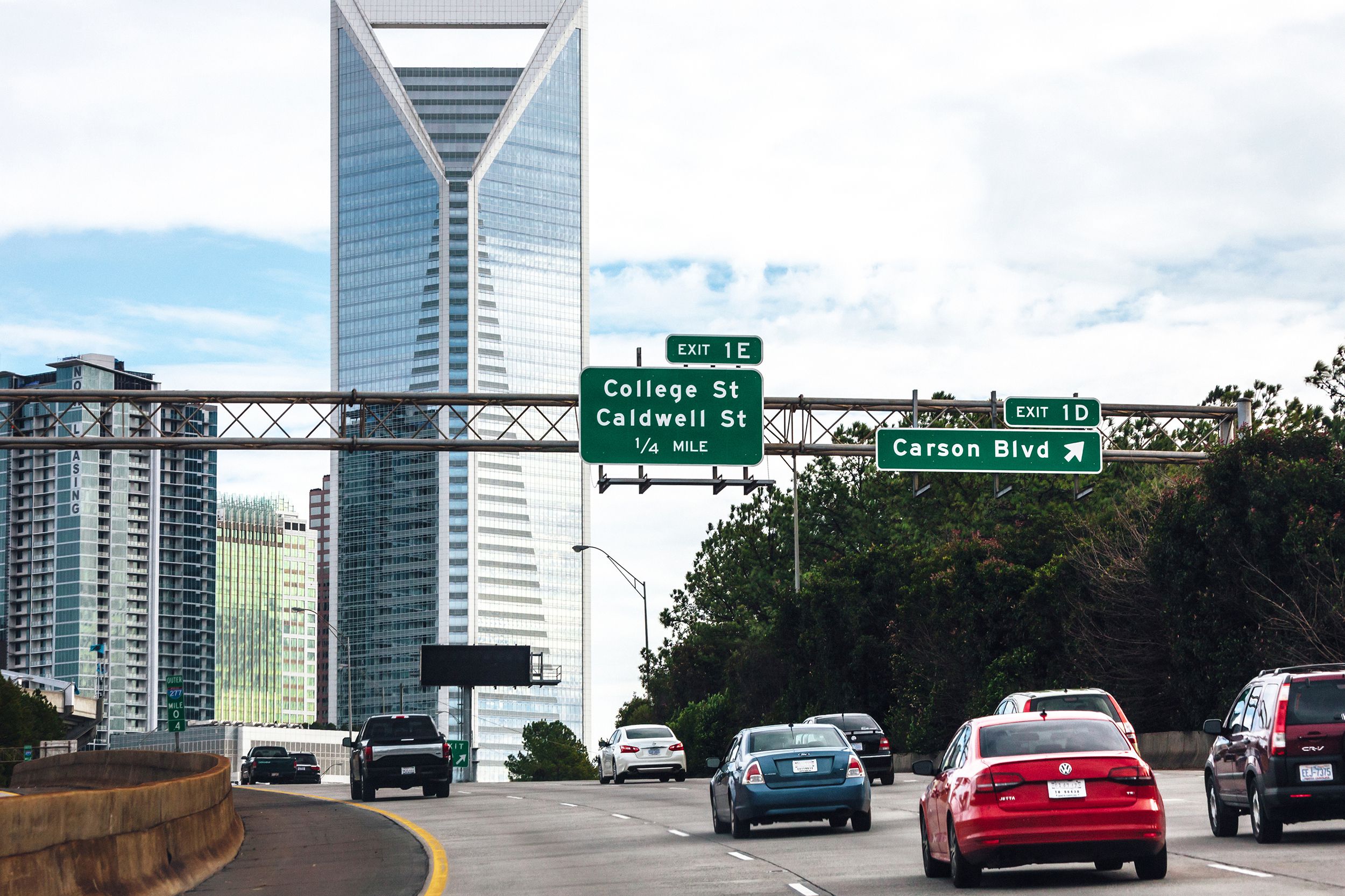 traffic in downtown Charlotte, North Carolina
