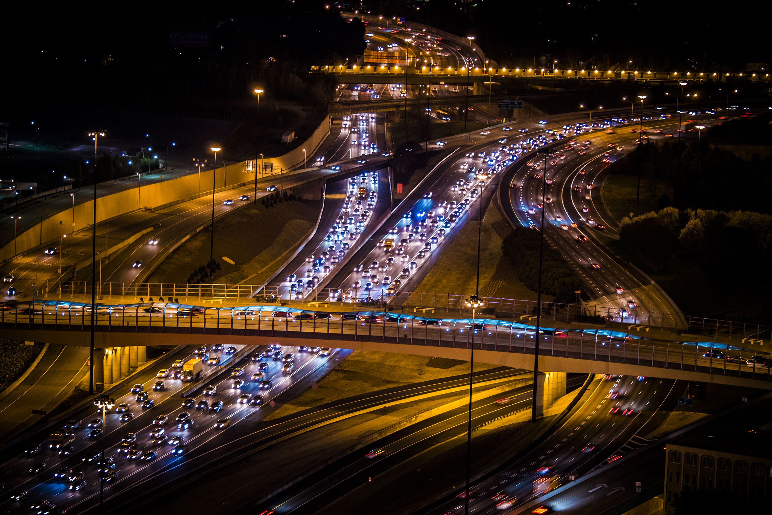 traffic at night in downtown Atlanta, Georgia