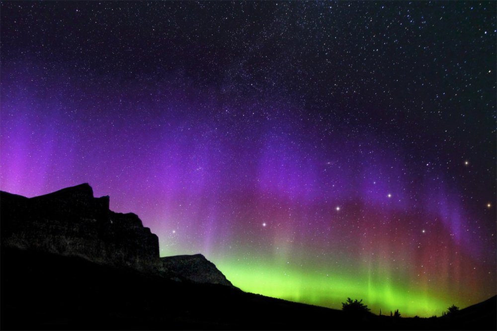 northern lights above Glacier National Park, Montana