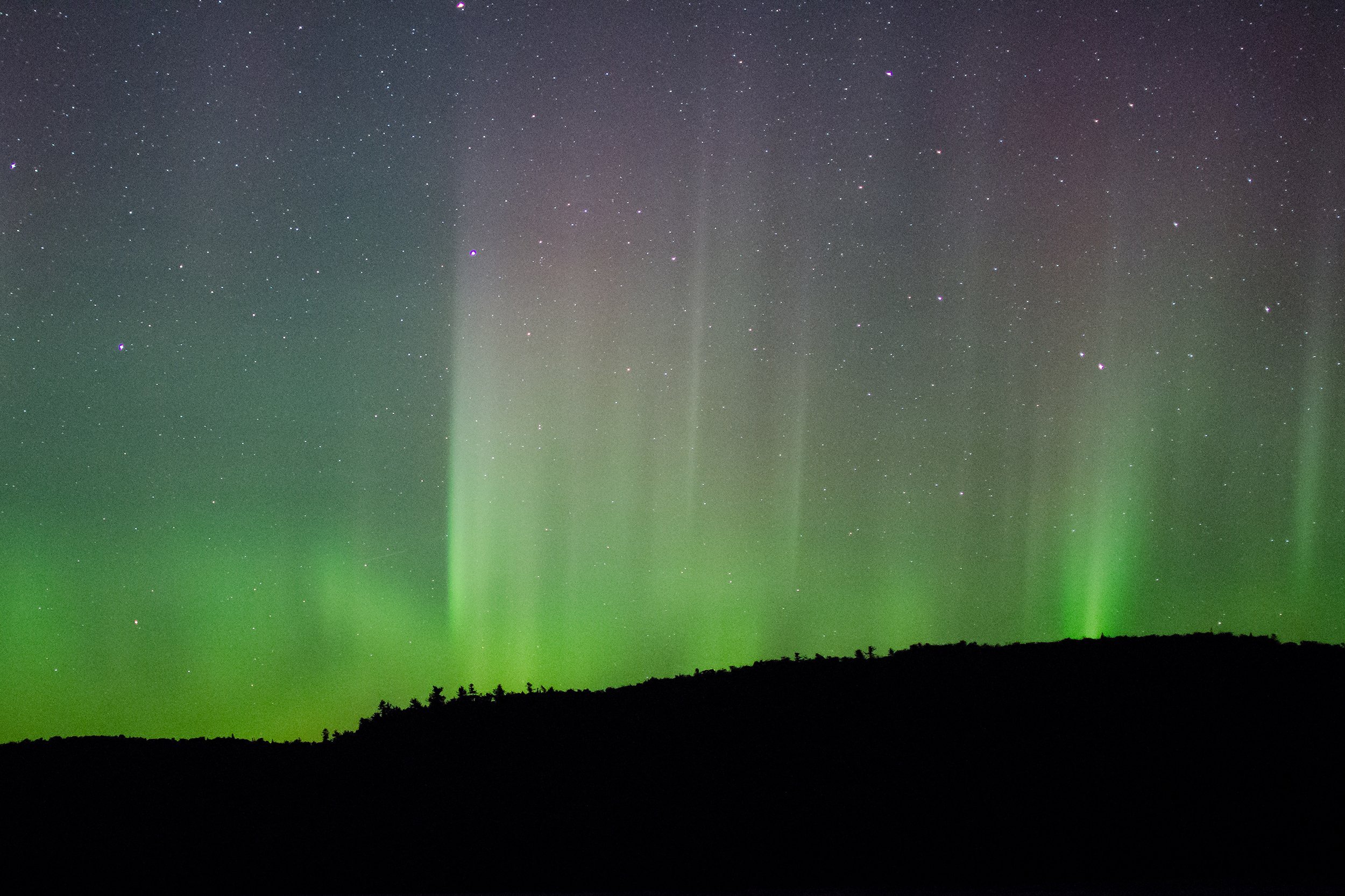 northern lights above Silver Islet, Ontario