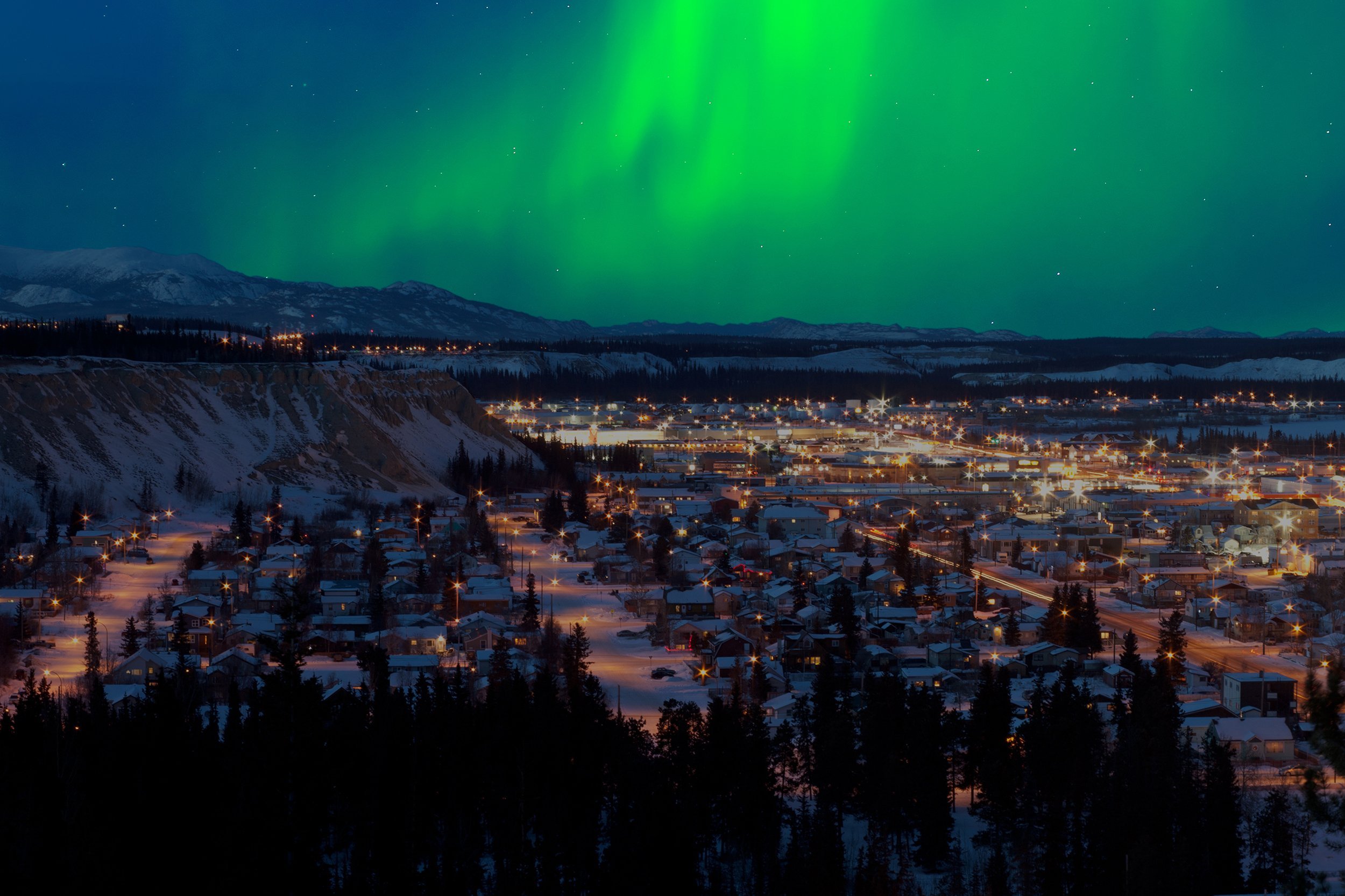 northern lights above Whitehore, Yukon Territories