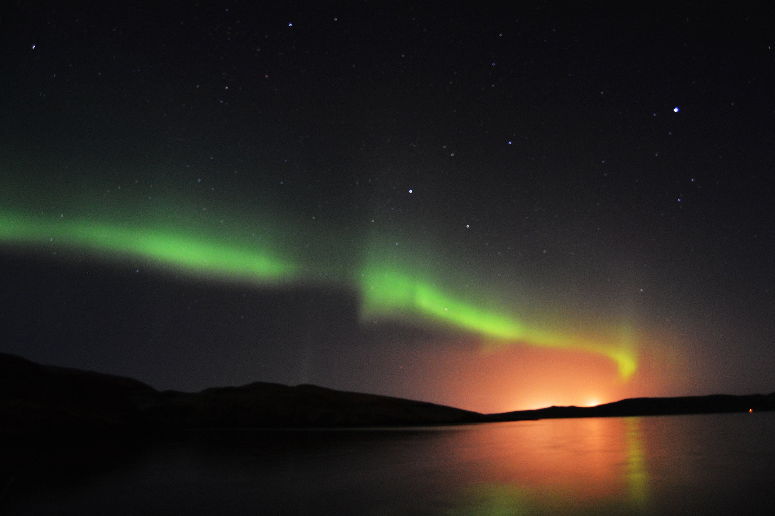 northern lights in Shetland Islands, Scotland