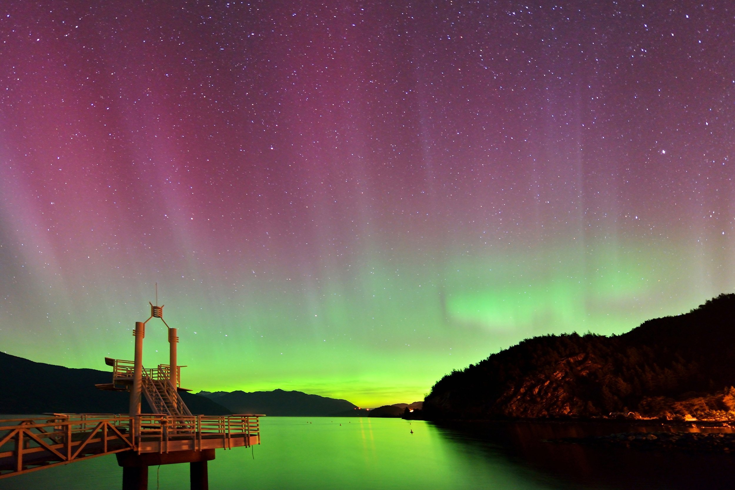 northern lights above Muncho Lake Provinial Park, British Columbia