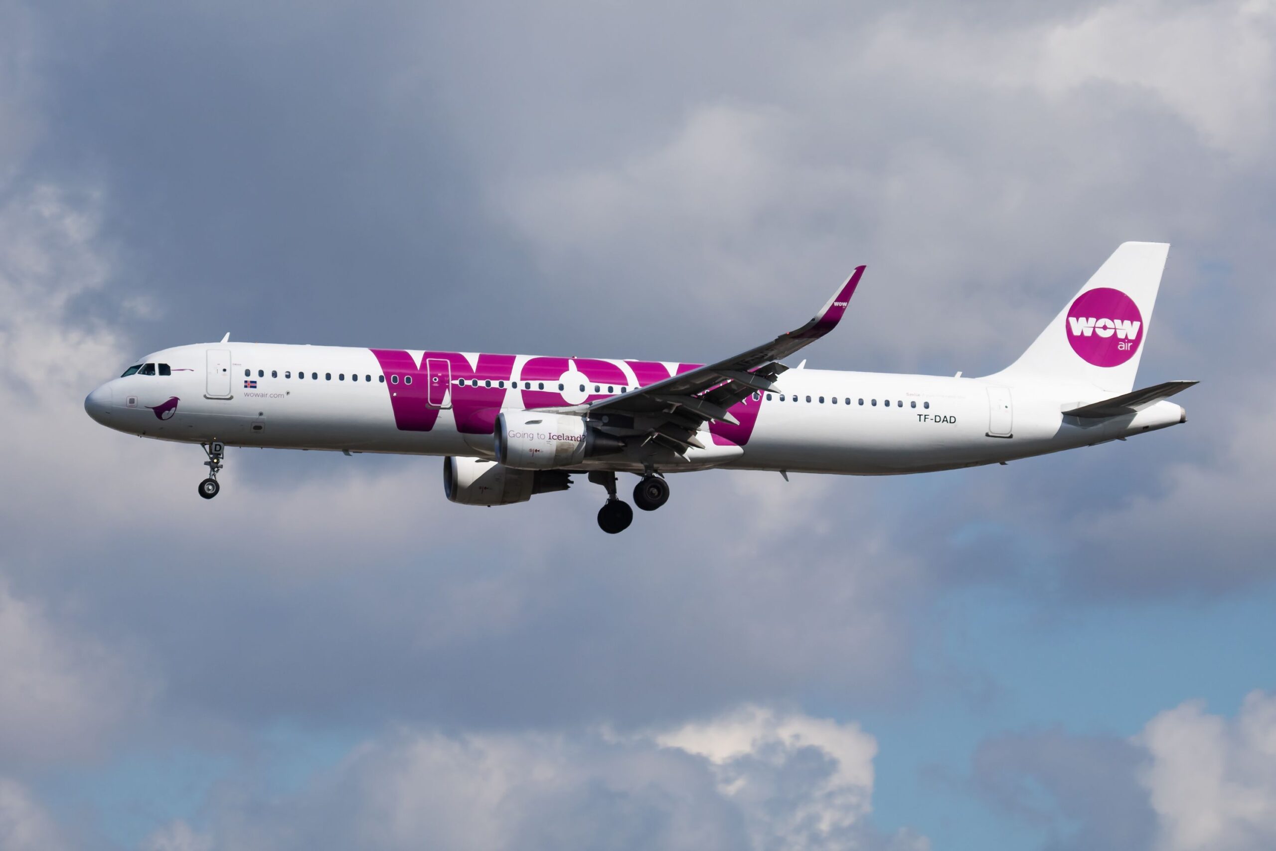 WOW Air passenger plane at airport