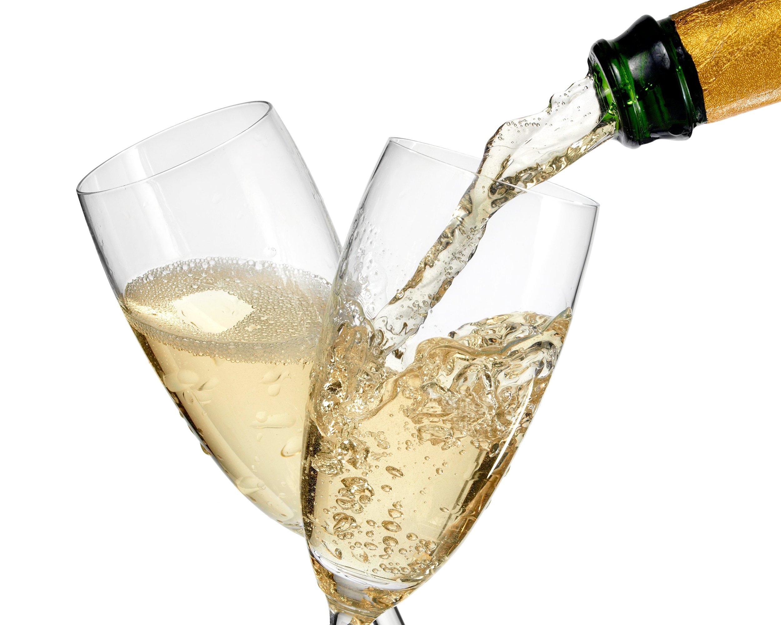 champagne pouring in two glasses