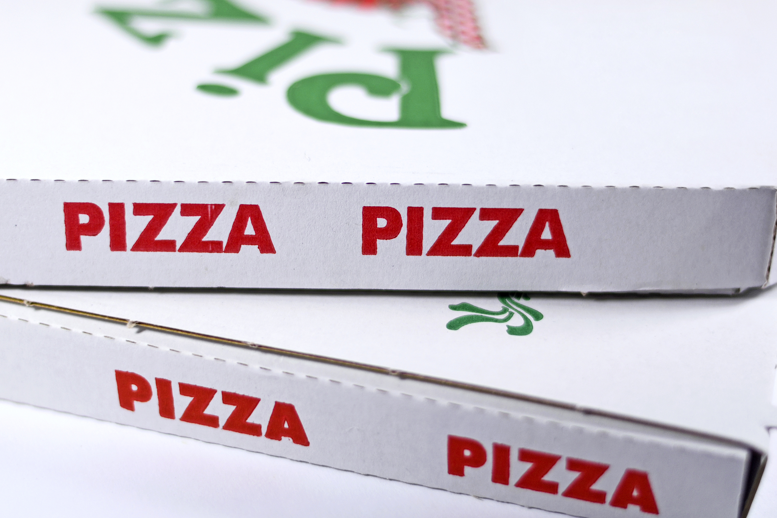 Stacked pizza boxes