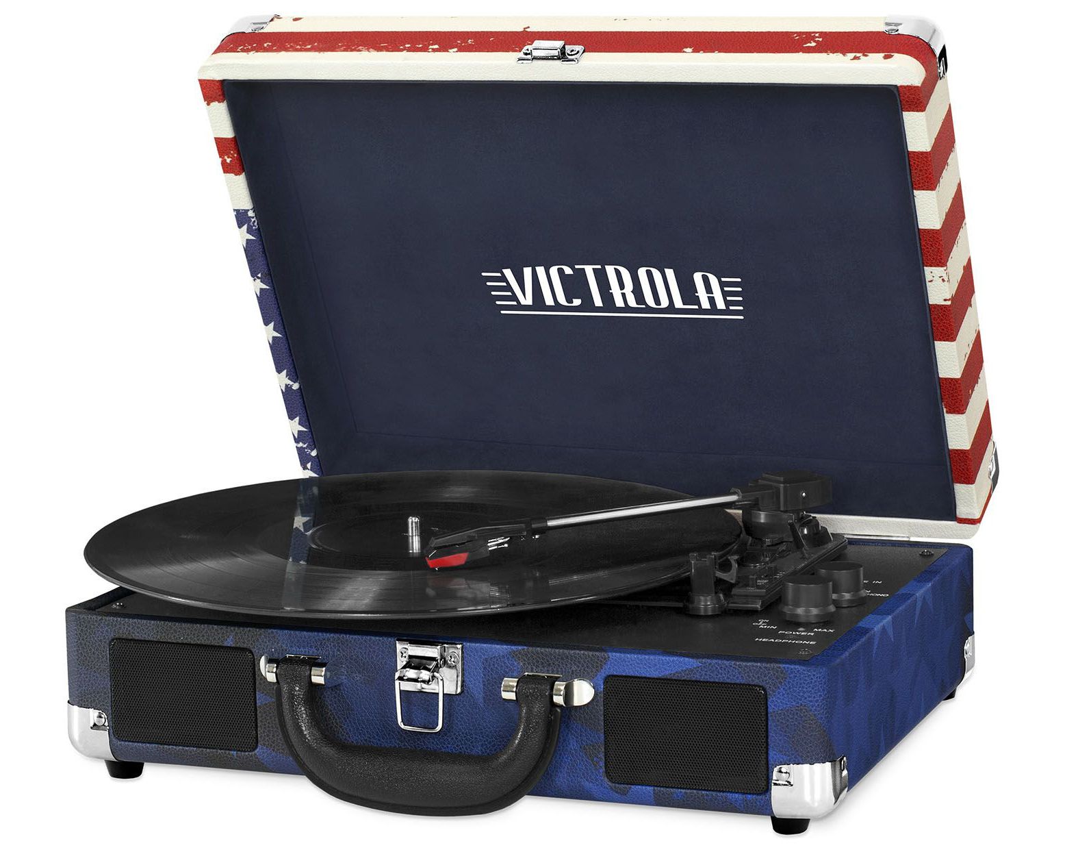 Portable Victrola Suitcase Record Player with Bluetooth and 3 Speed Turntable