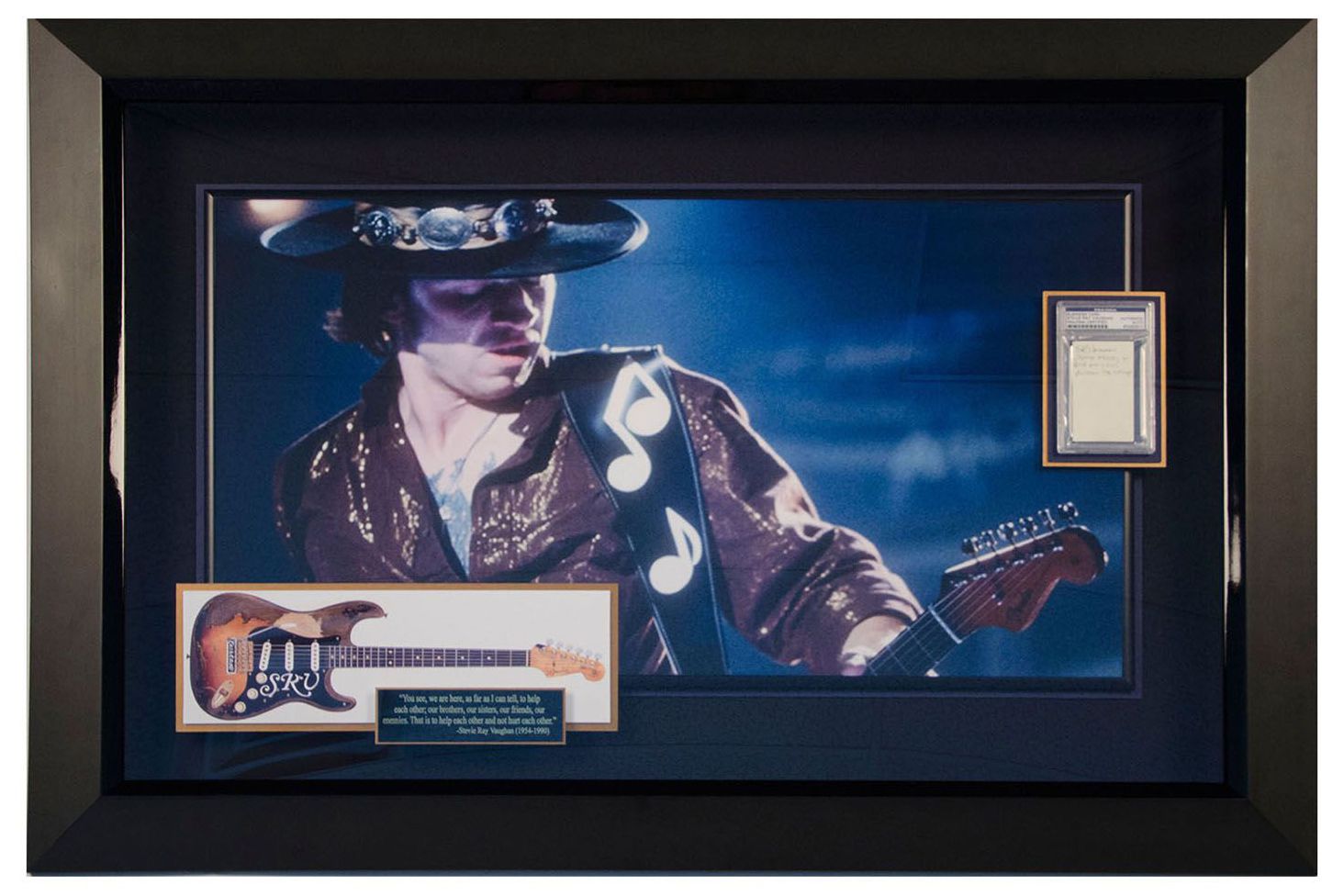 Stevie Ray Vaughn Autographed Business Card with Concert Photograph