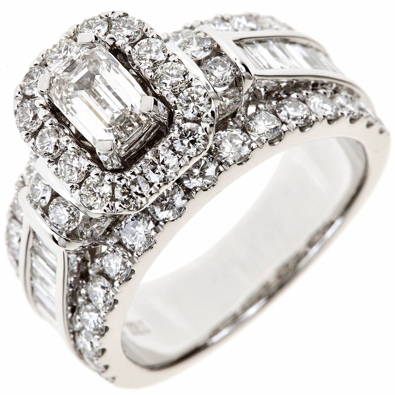 2.95 CT. T.W. Emerald-Cut Diamond Engagement Ring in 14K White Gold
