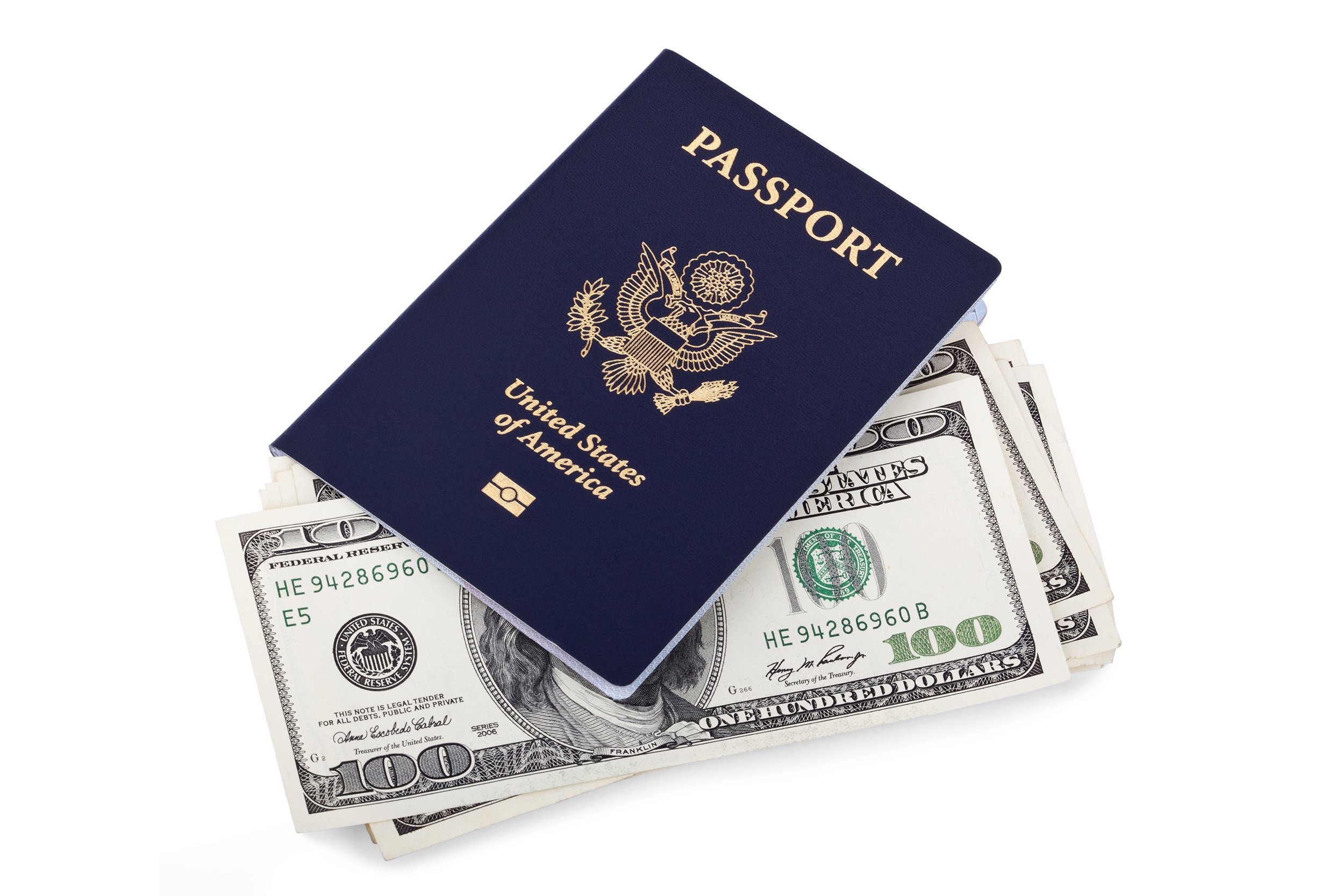 U.S. passport with money inside