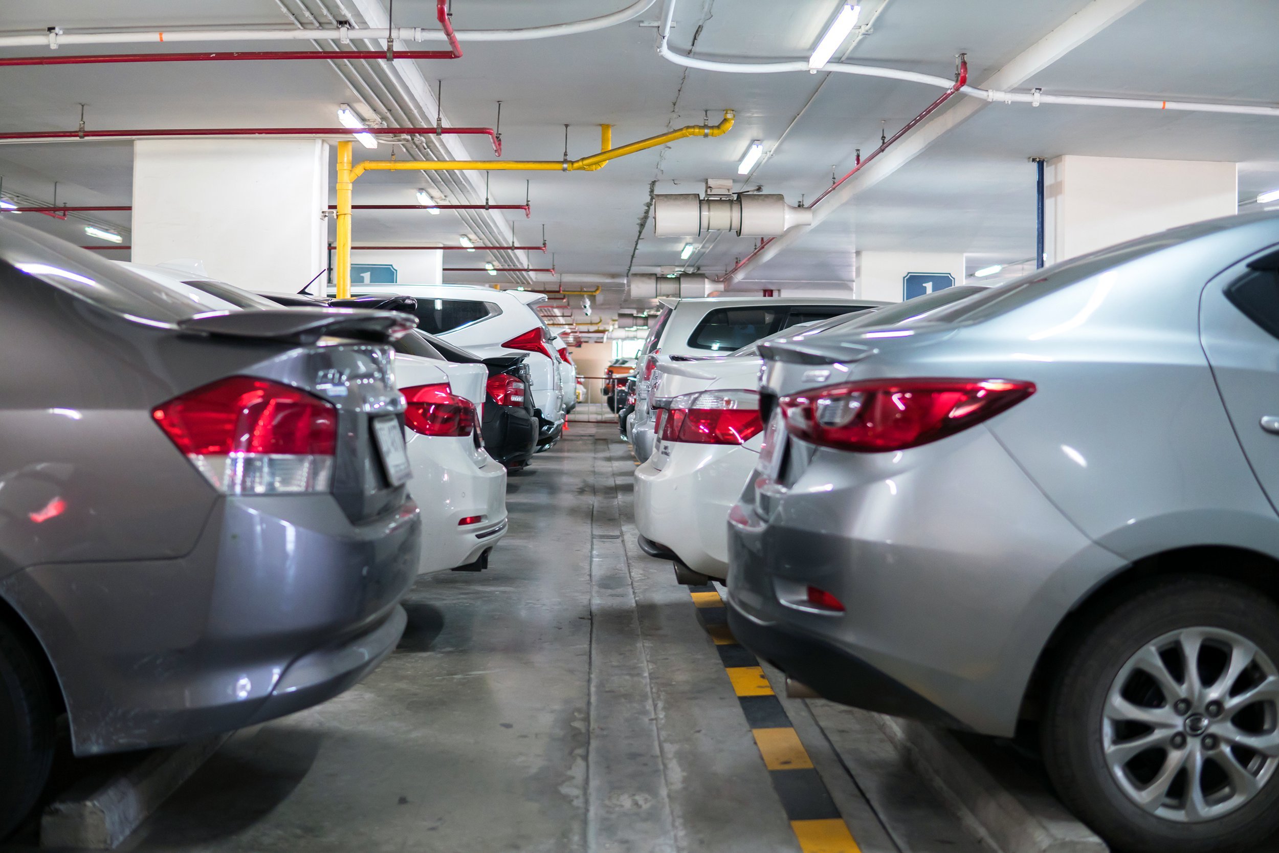 Parking garage with cars