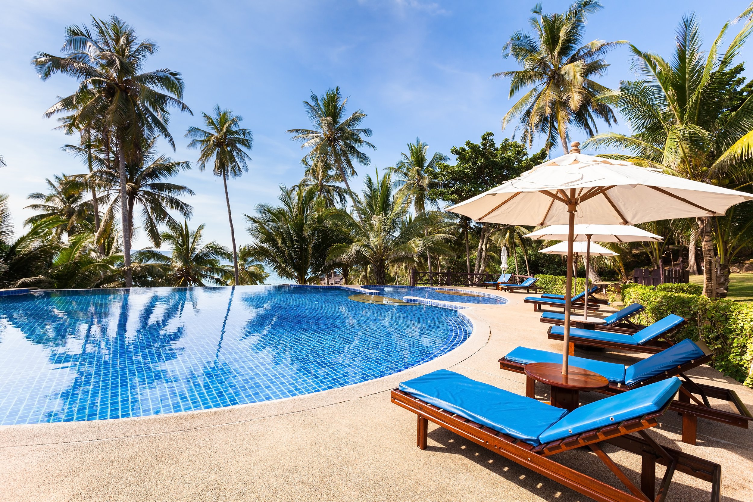 Resort pool in a tropical setting
