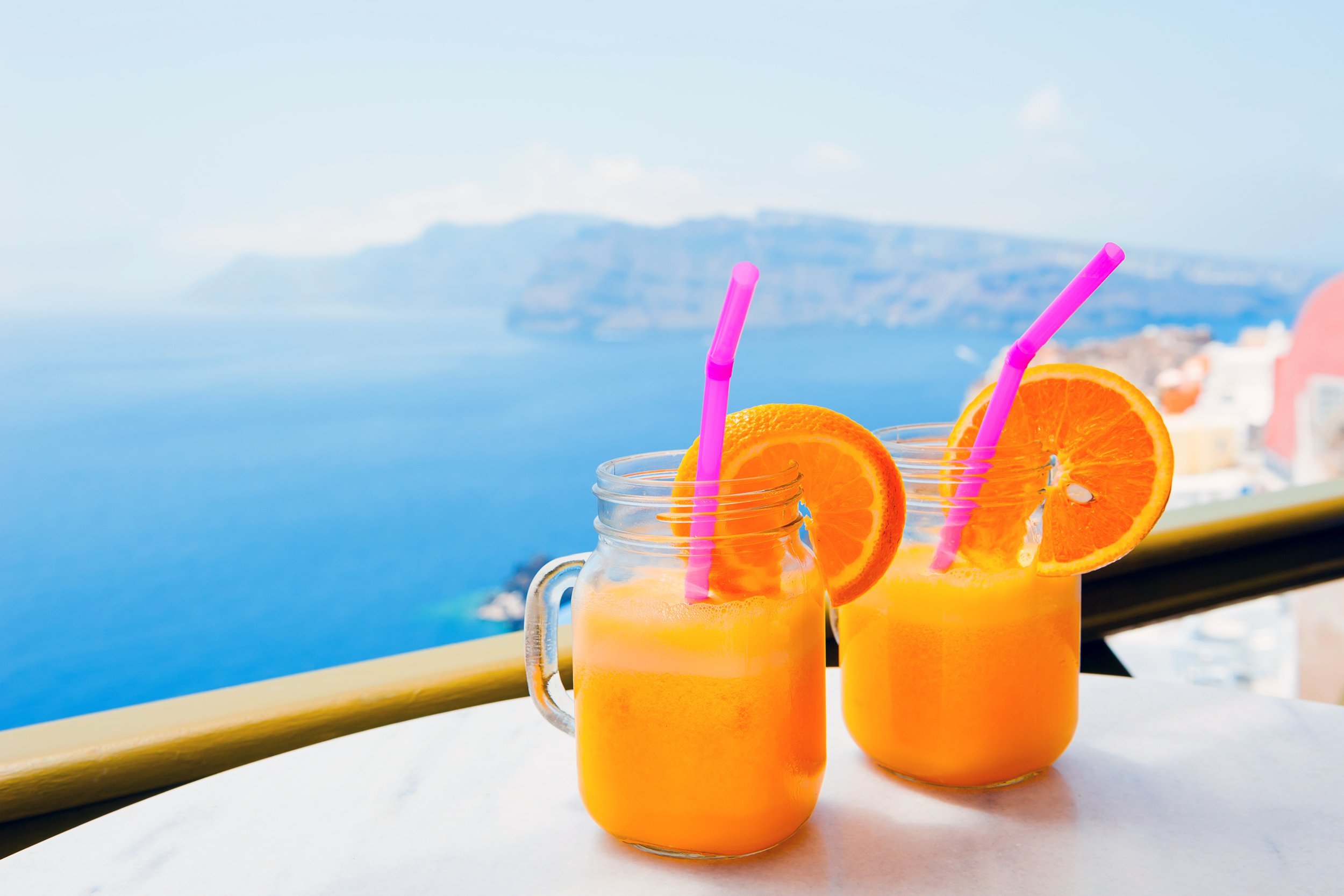 Tropical drinks on the deck of cruise ship