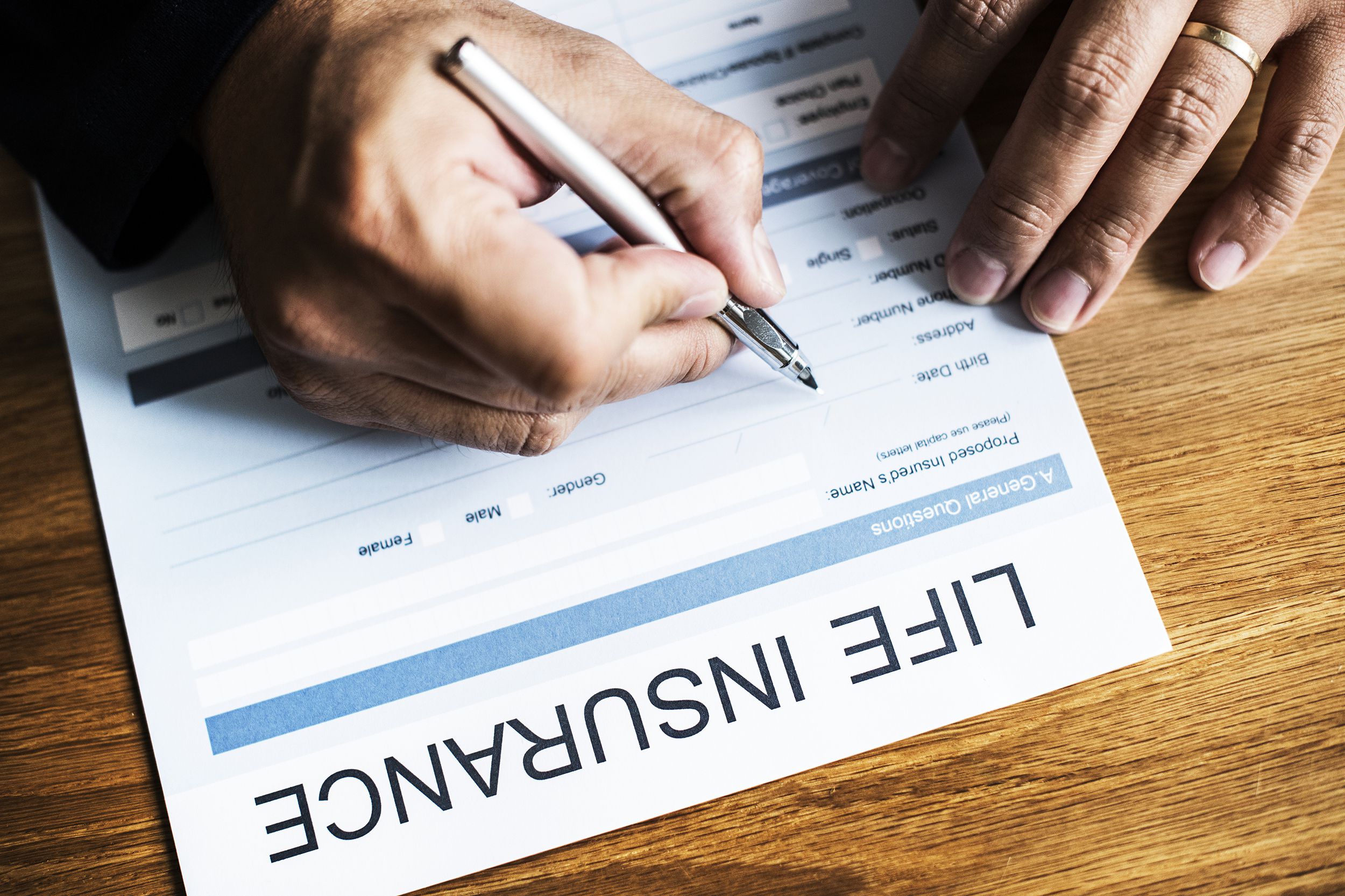 closeup of life insurance form