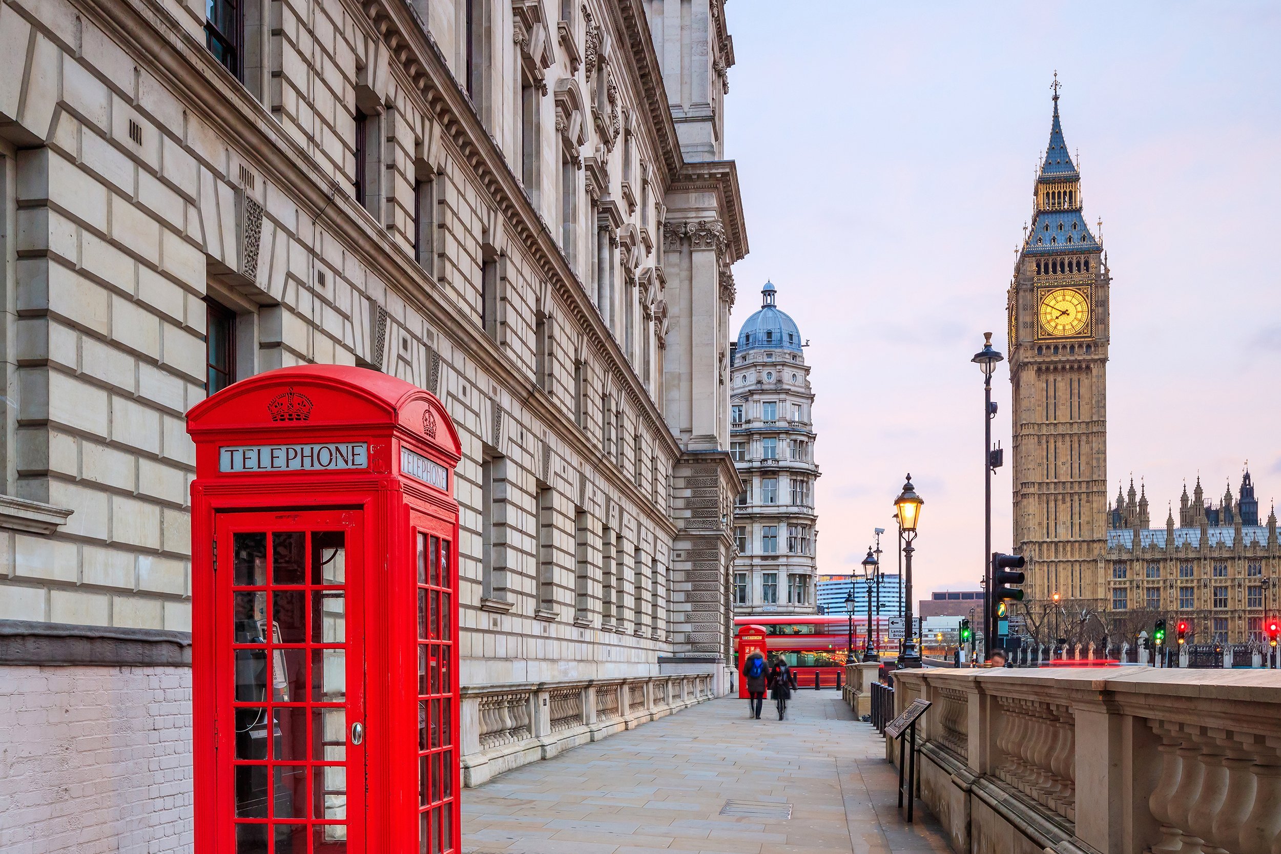 London skyline with Big Ben and Houses of parliament at twilight