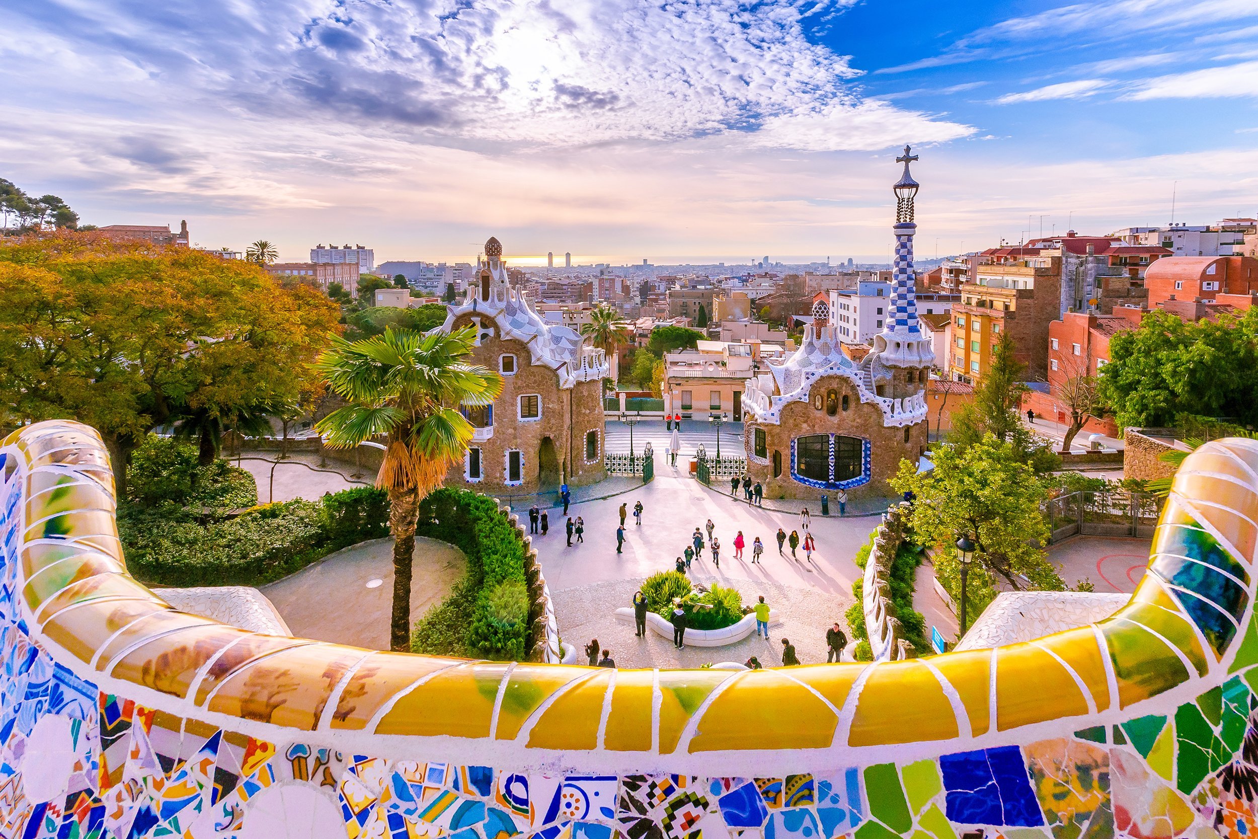 view of the city from Park Guell in Barcelona