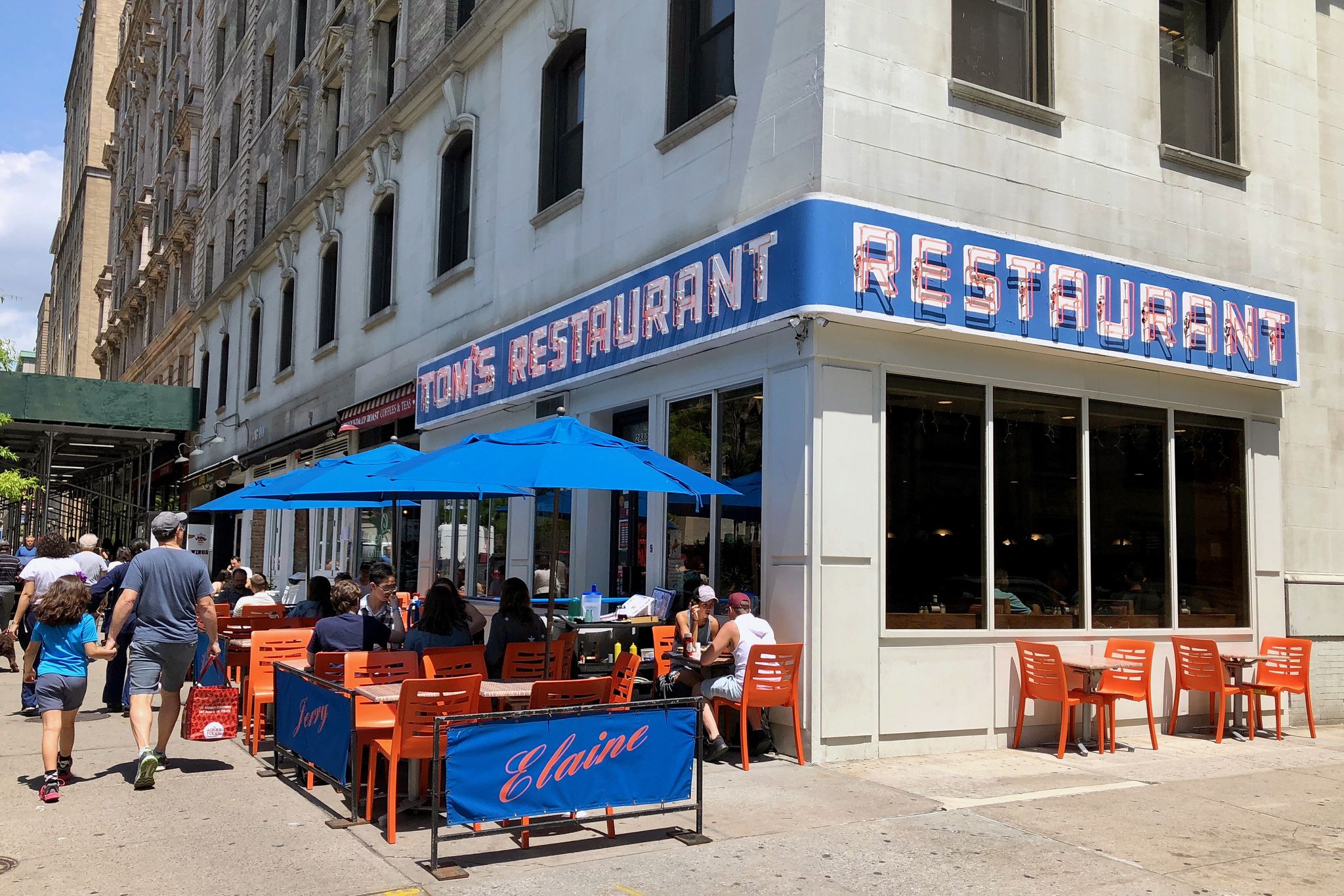 tom's restaurant in morningside heights, nyc; view from sidewalk