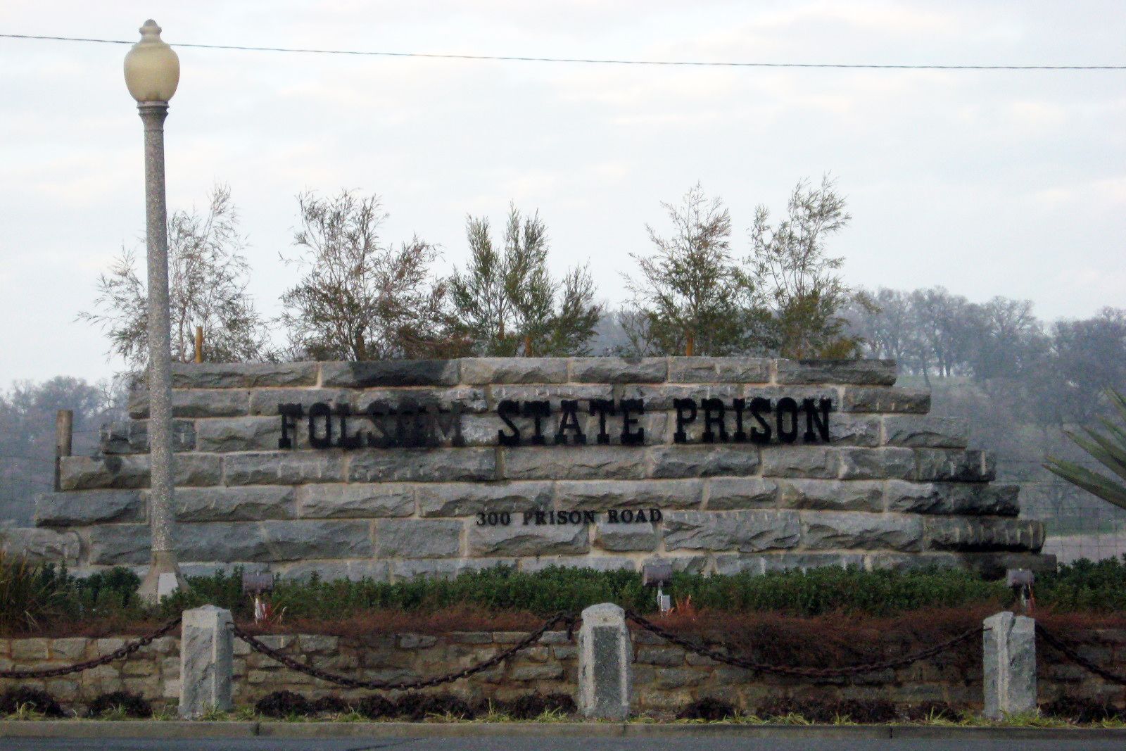 folsom state prison sign viewed from street