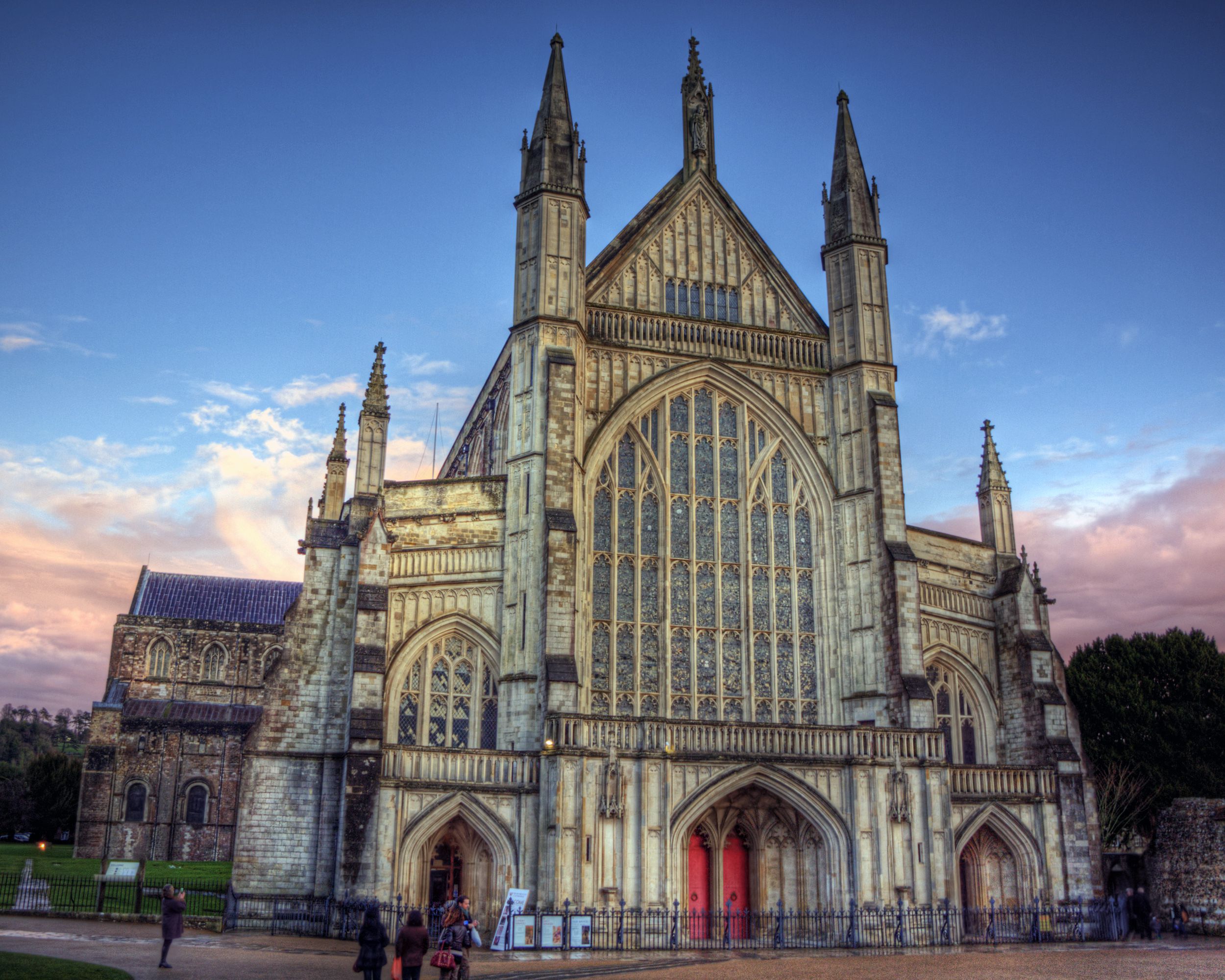 winchester cathedral at sunset, exterior