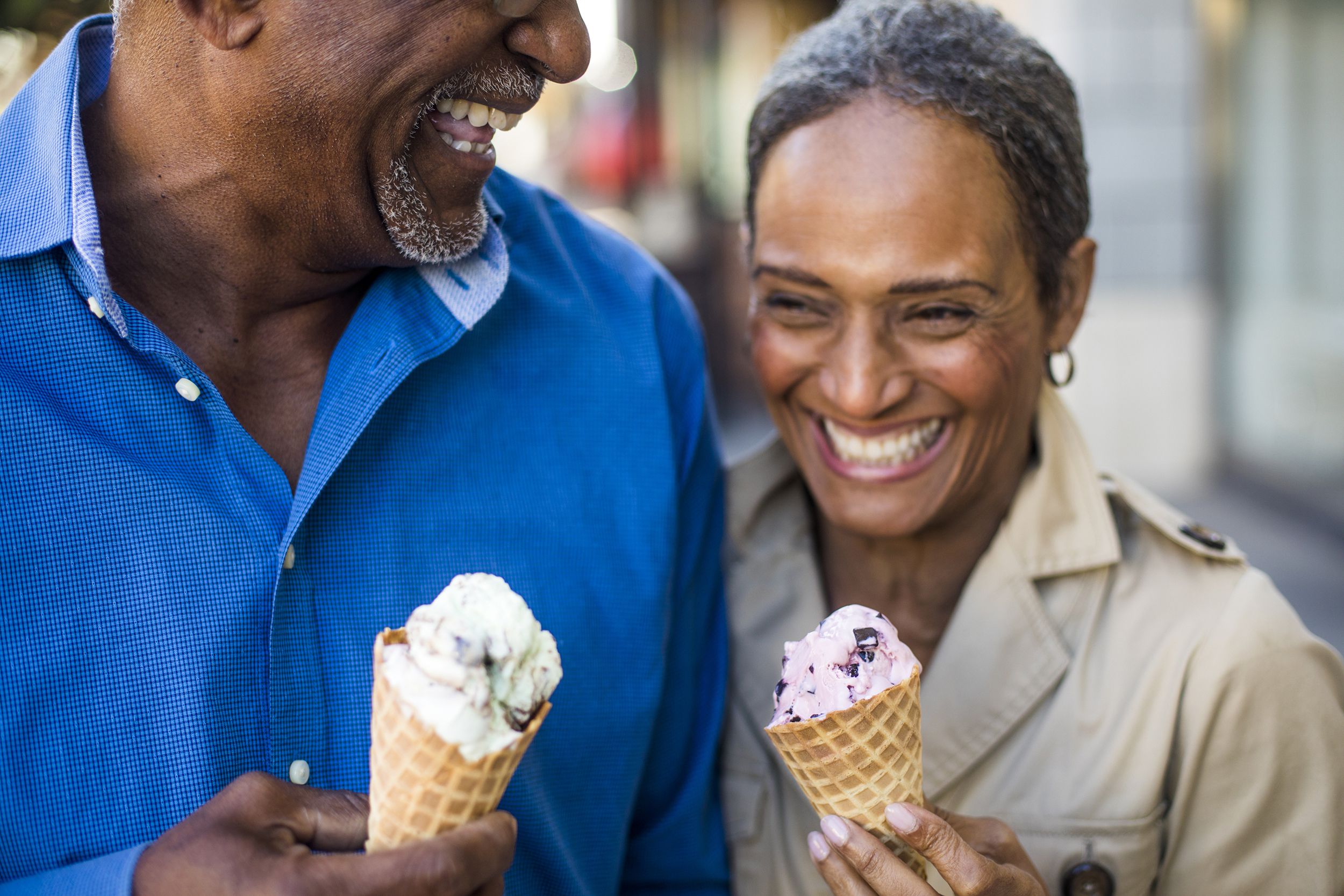 Older couple enjoying ice cream