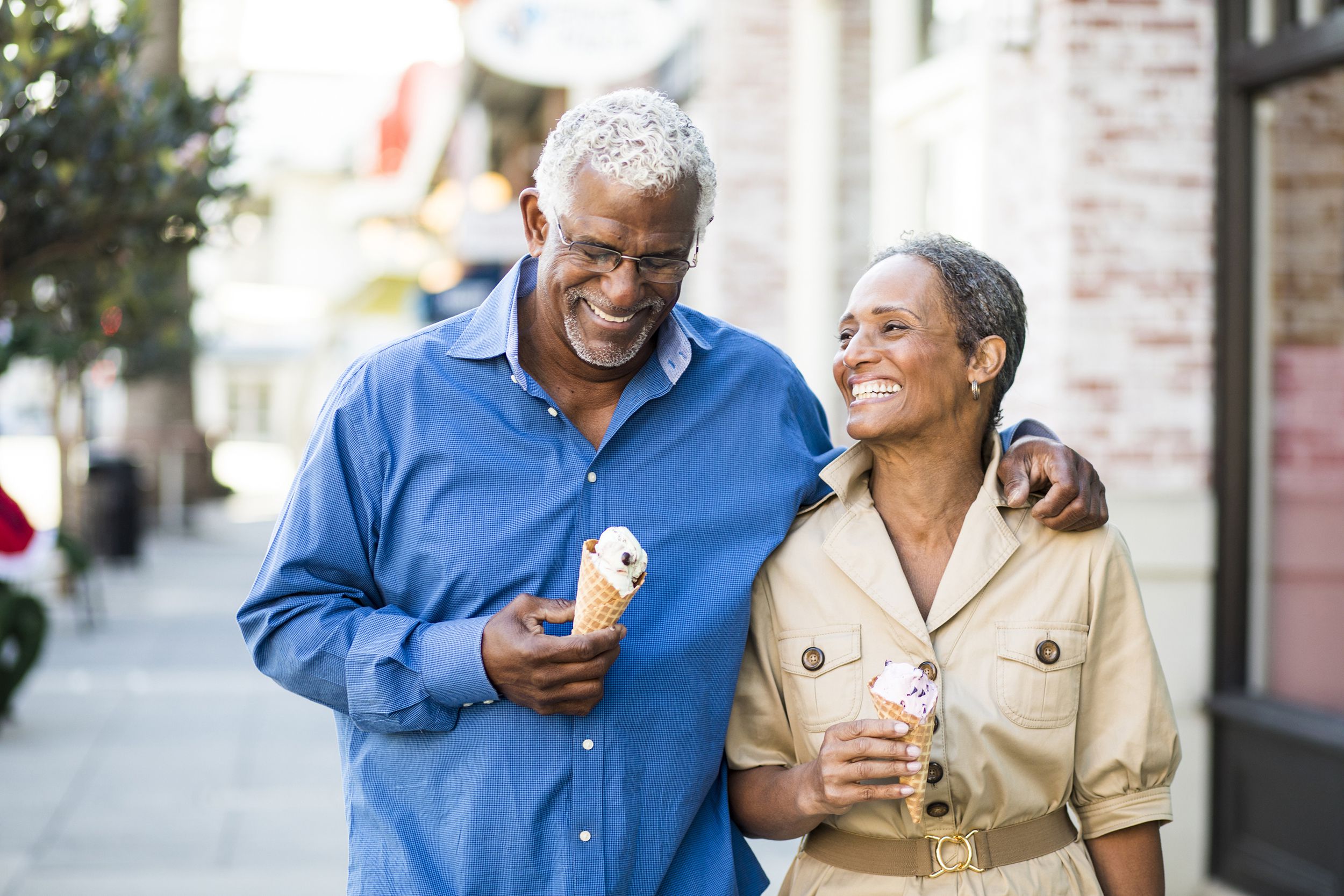 Senior couple getting ice cream