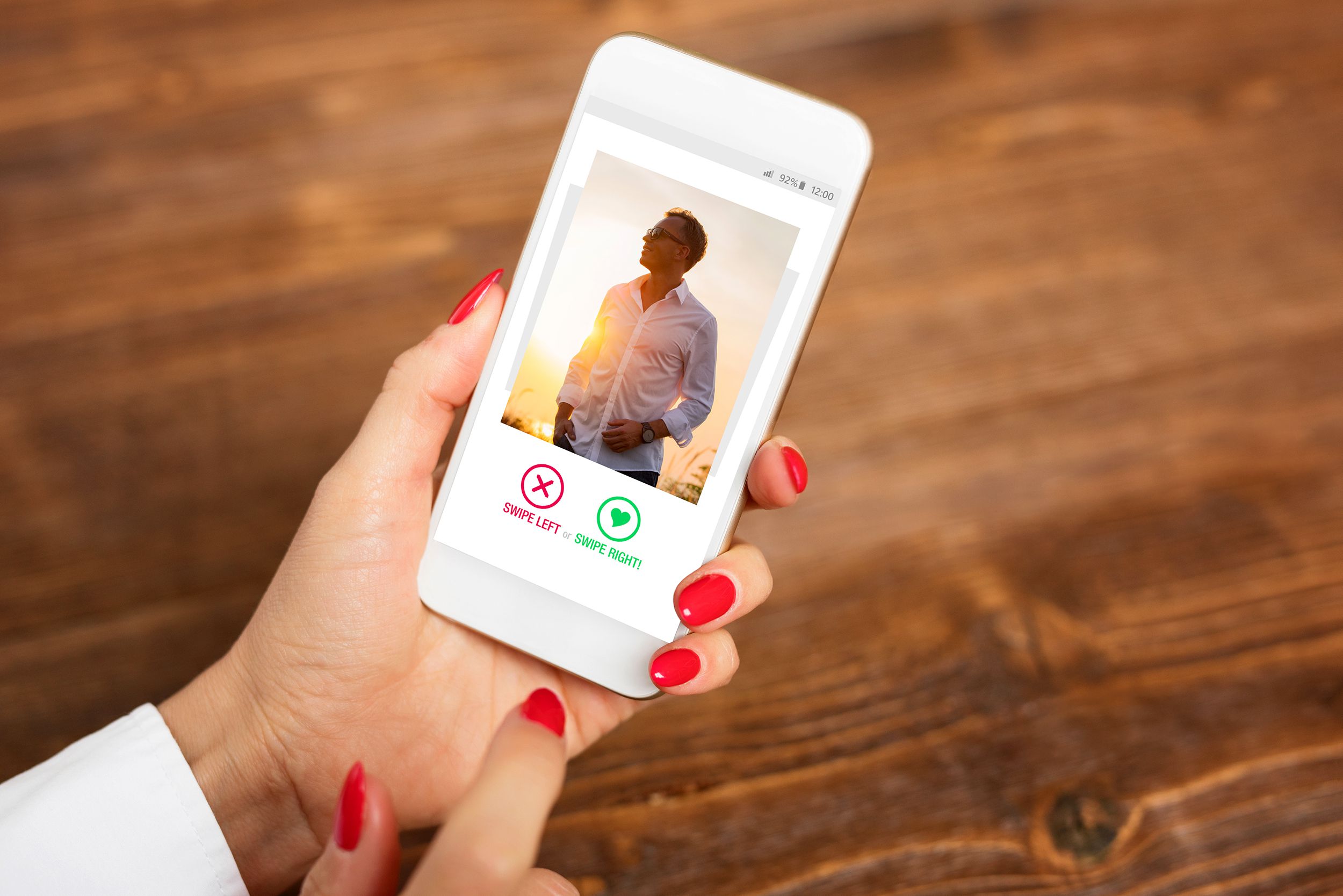 Closeup of online dating app