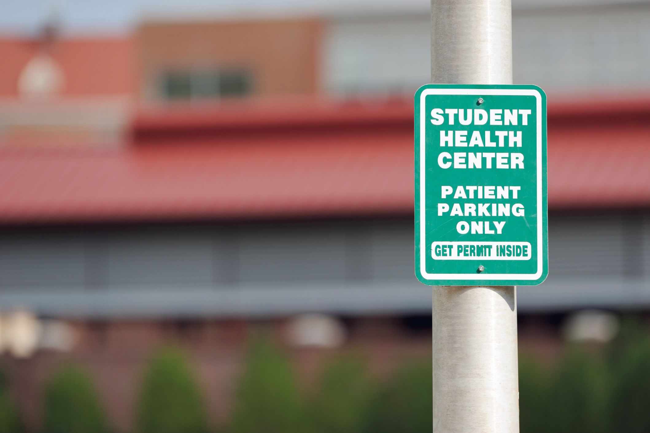 student health center parking sign