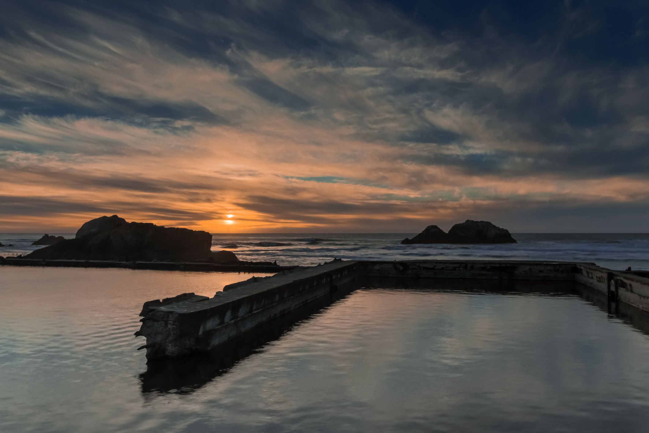 sunset over Sutro Baths, San Francisco