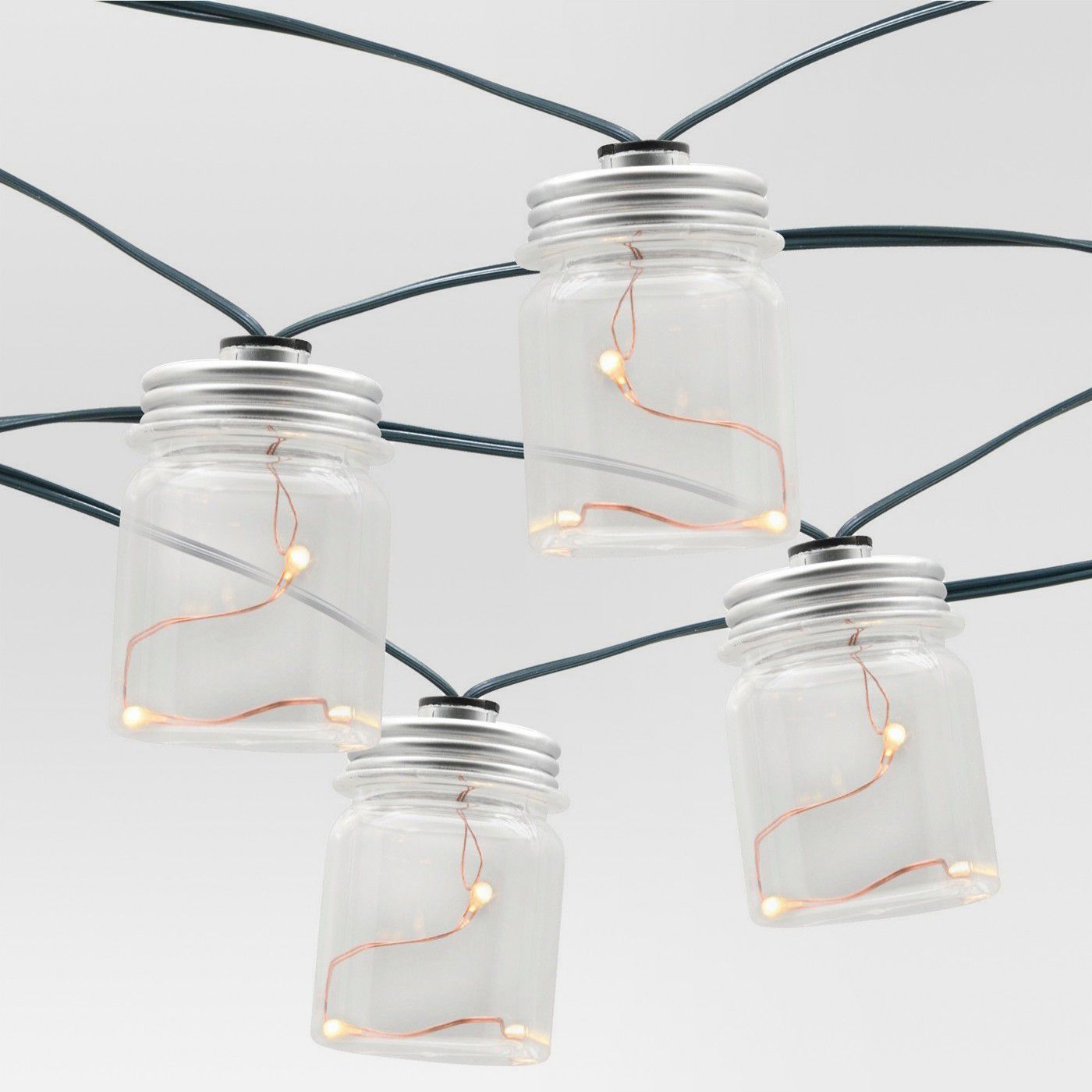 Threshold Outdoor LED Plastic Mason Jar Solar String Lights