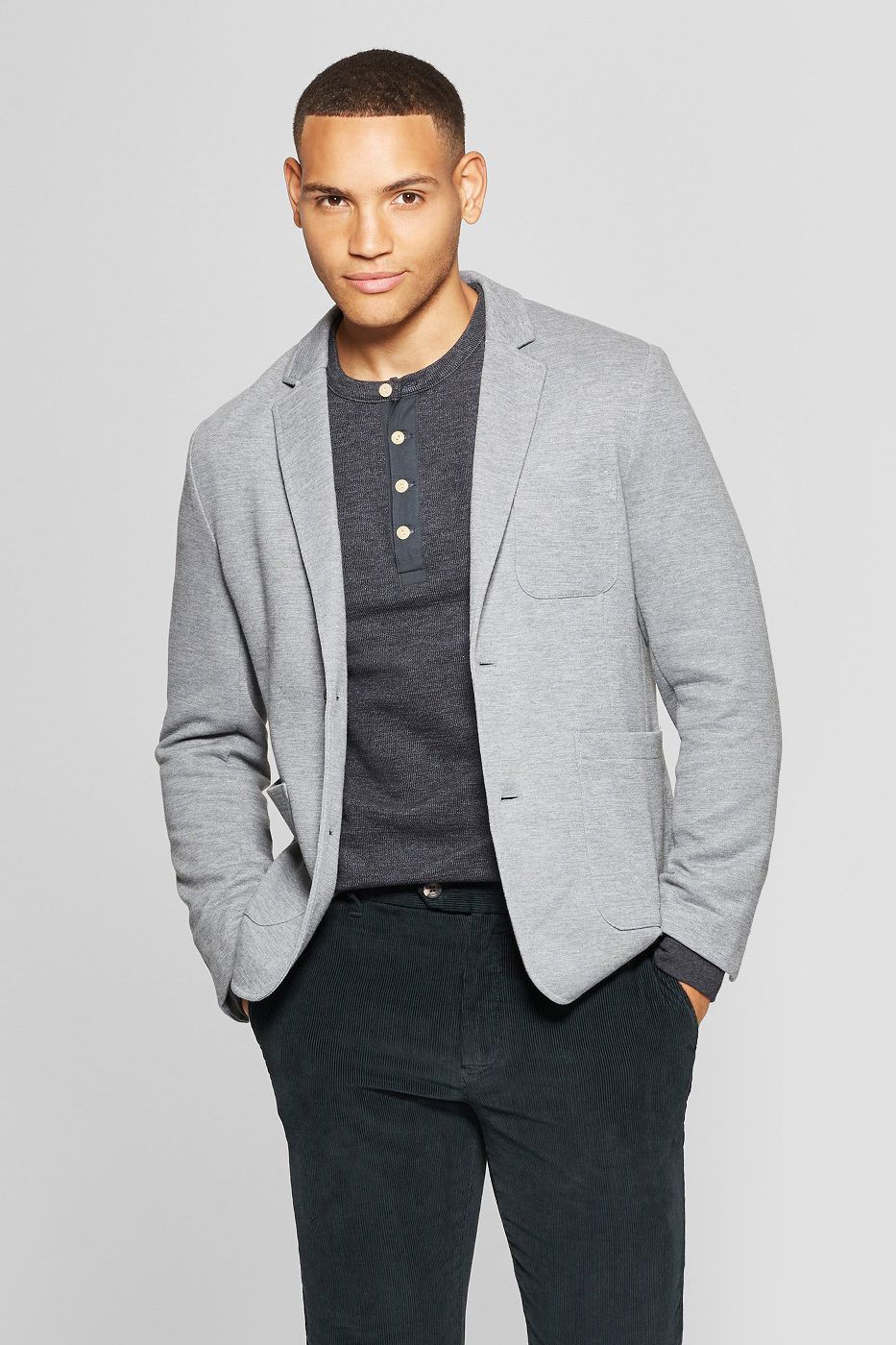 men's standard fit knit blazer