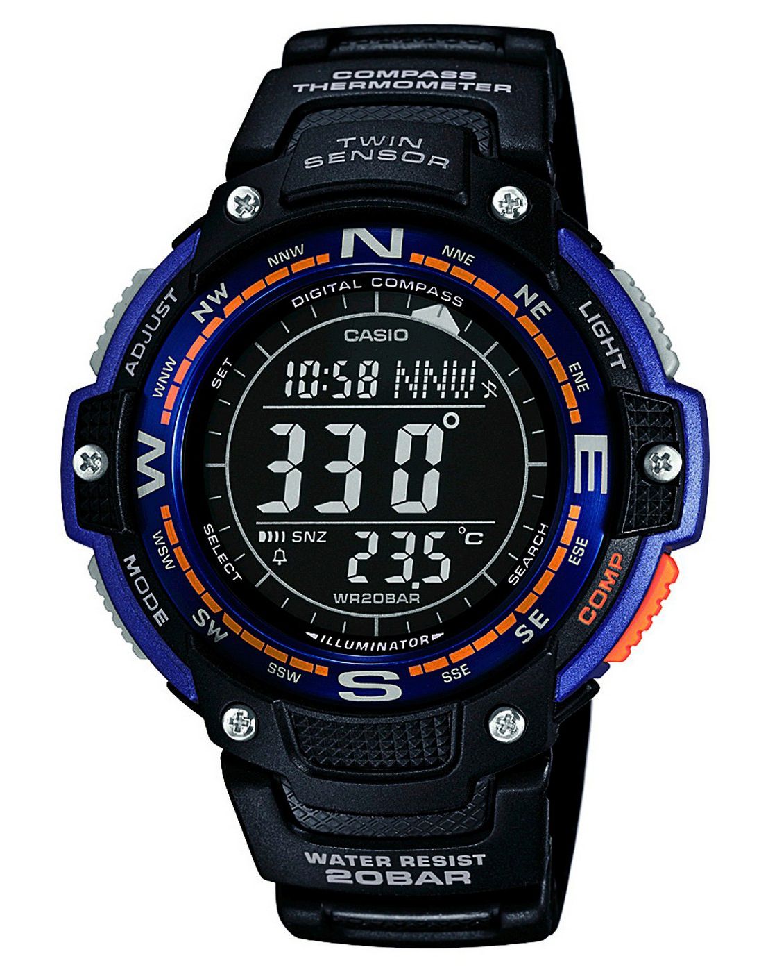 casio men's twin sensor compass watch