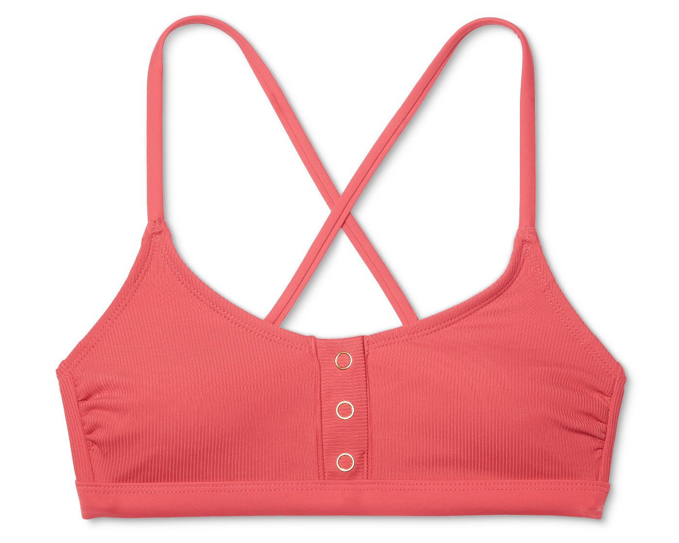 women's ribbed snap front bralette bikini top