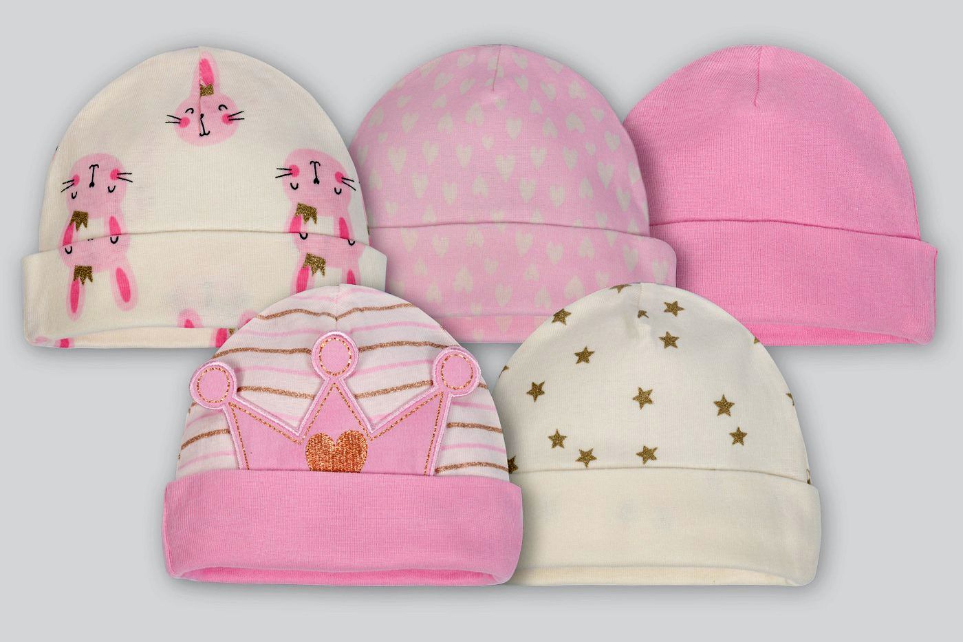 gerber baby girls' 5-pack caps